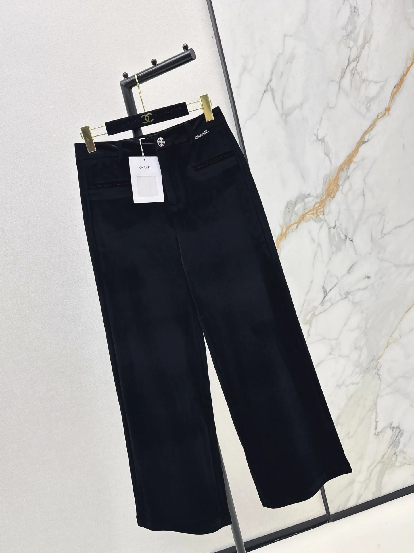 Chan 26ss velvet wide-leg pants