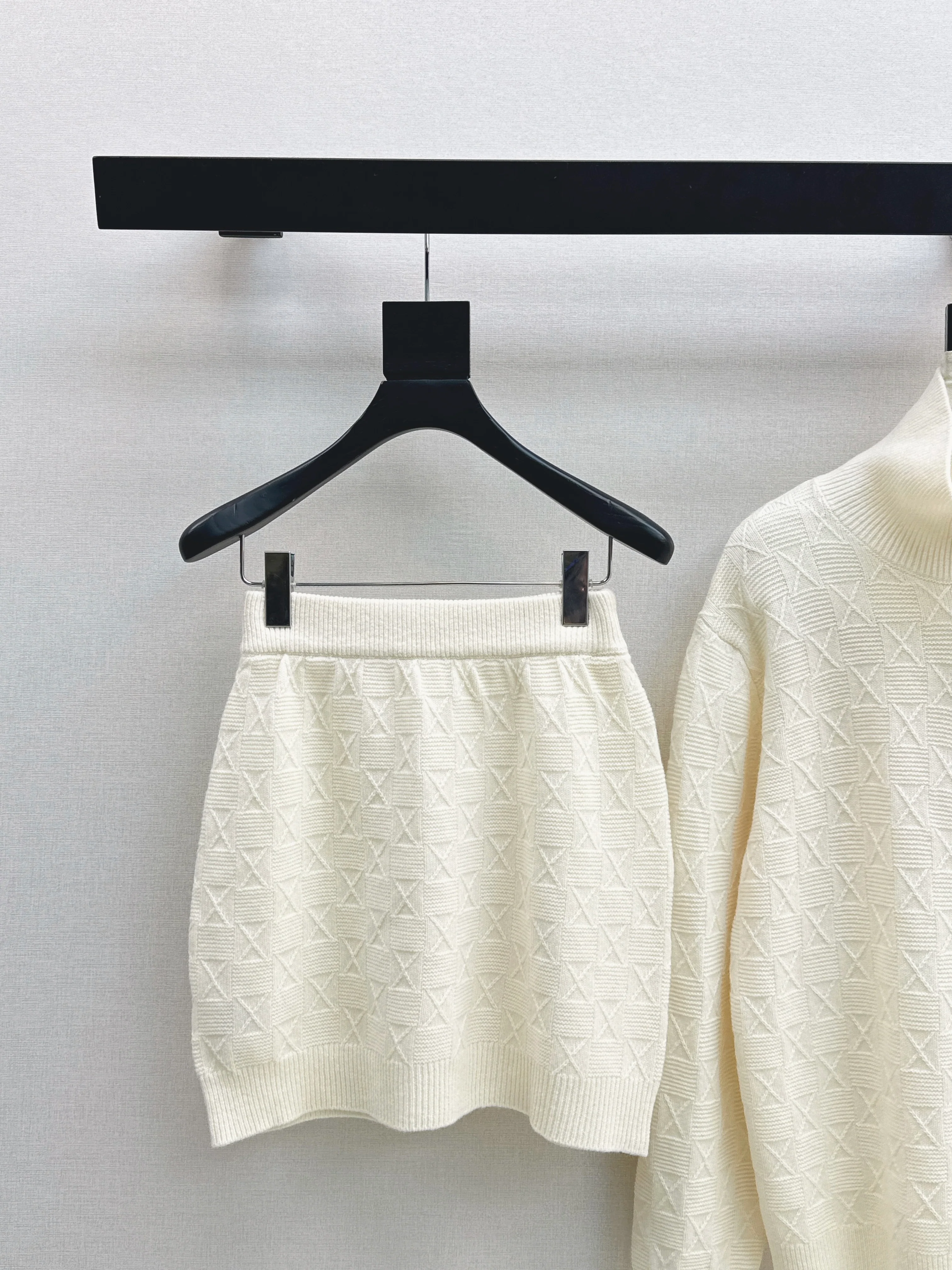 Miu 26ss jacquard knit sweater+skirts set