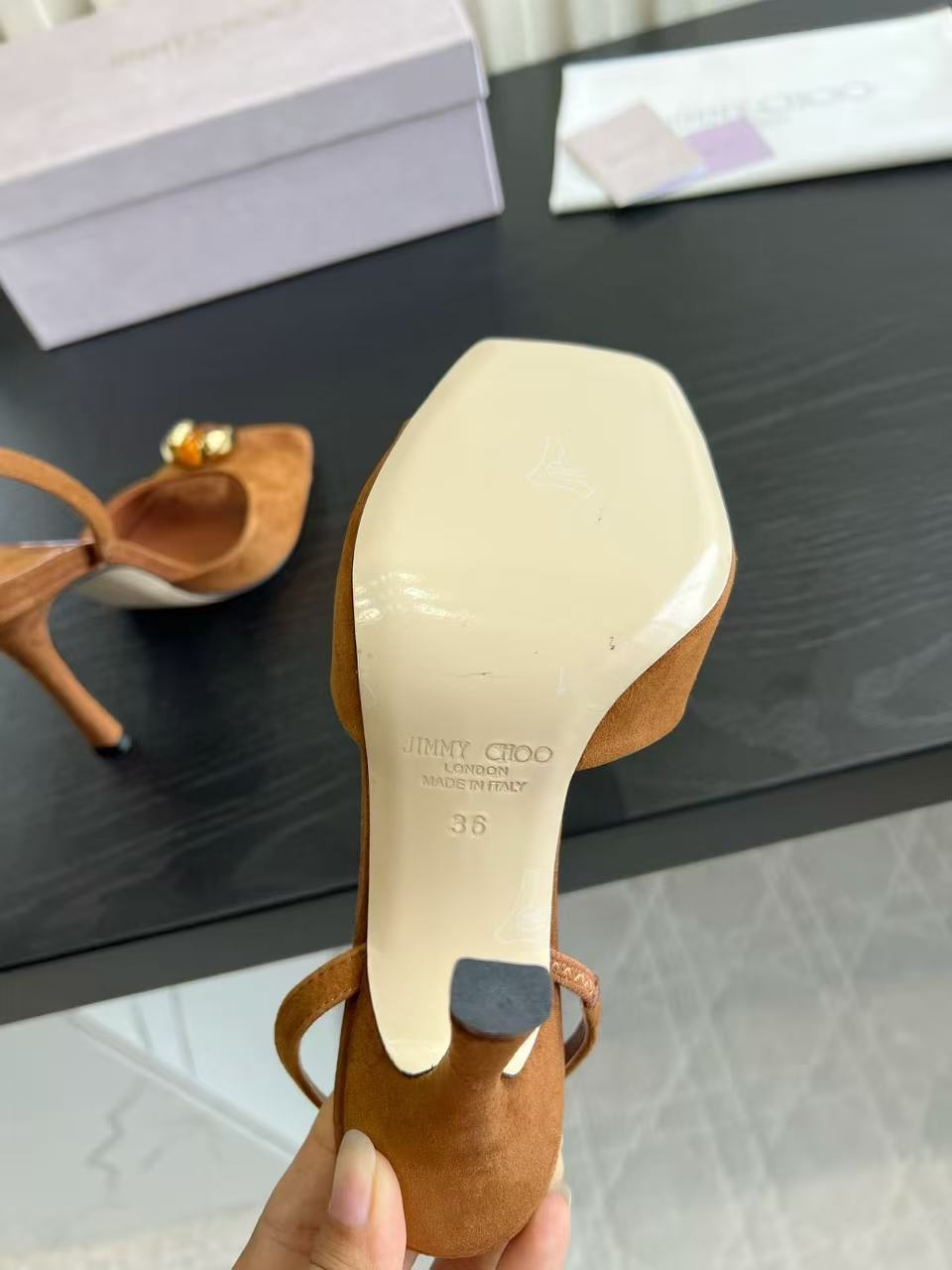 Jimm 26ss Brown Slingback Heeled Sandals