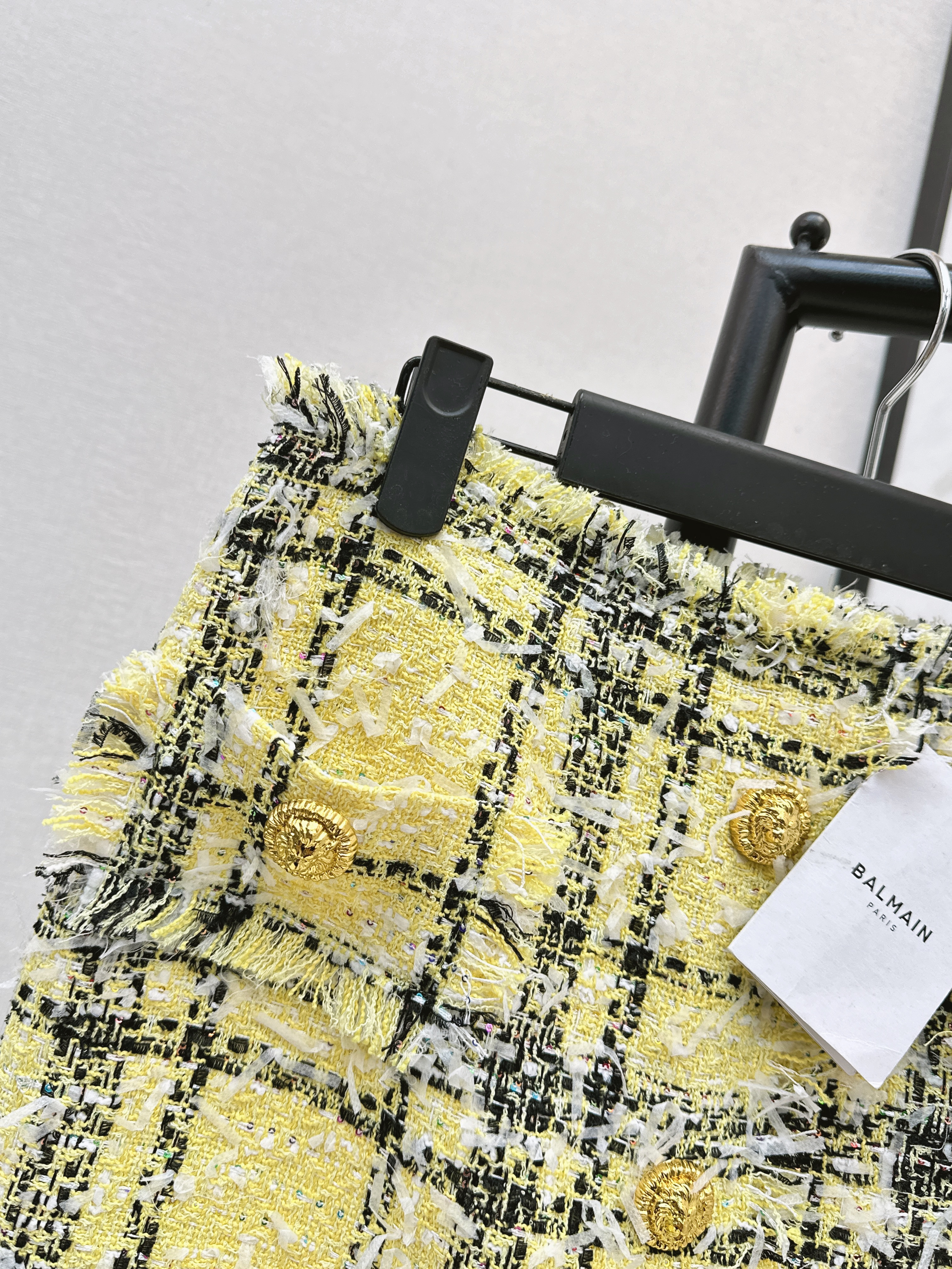 Bal 26ss check tweed skirt