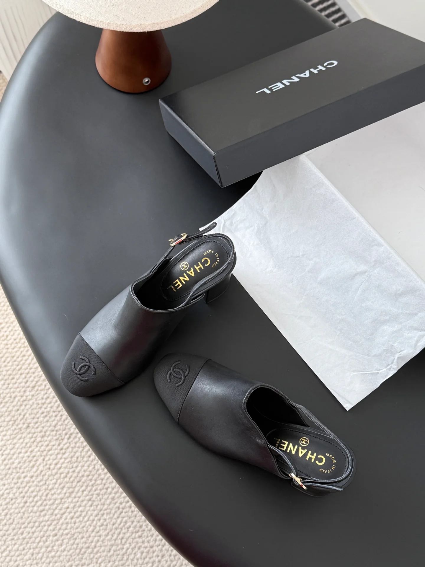 Chan 25fw slingback chunky heels