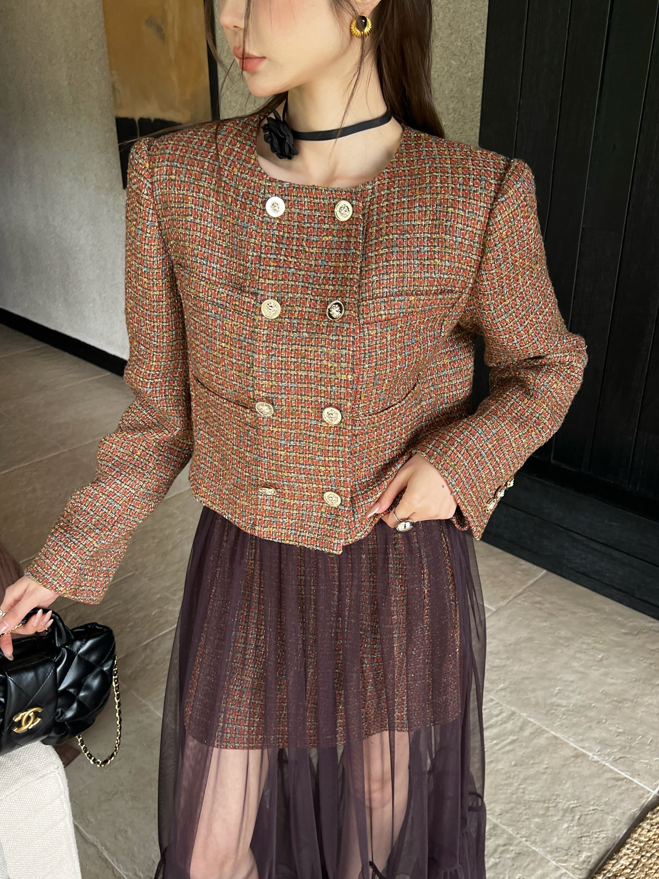 Chan 26ss tweed woven jacket