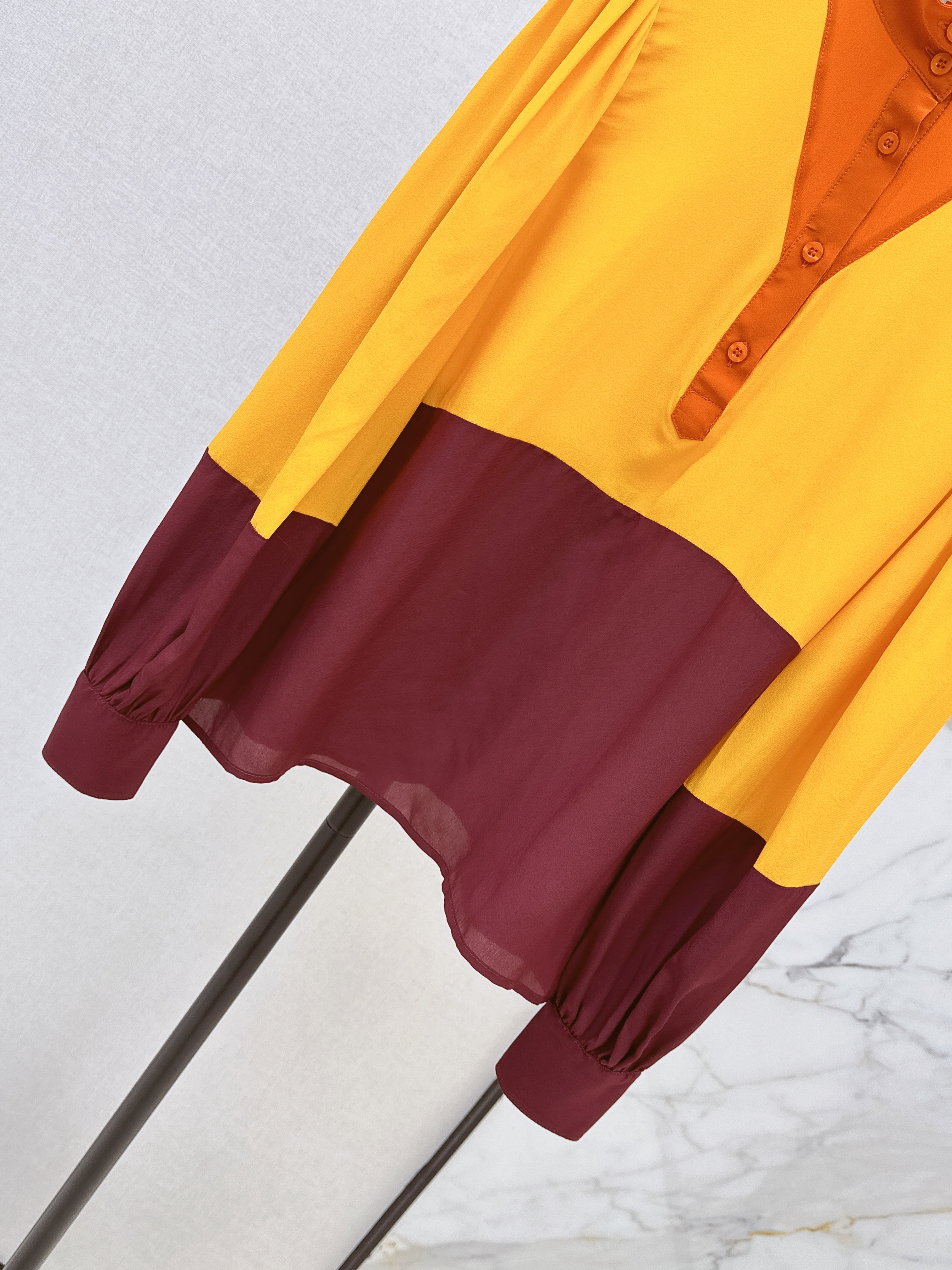 Saint 26ss coloblock silk shirt