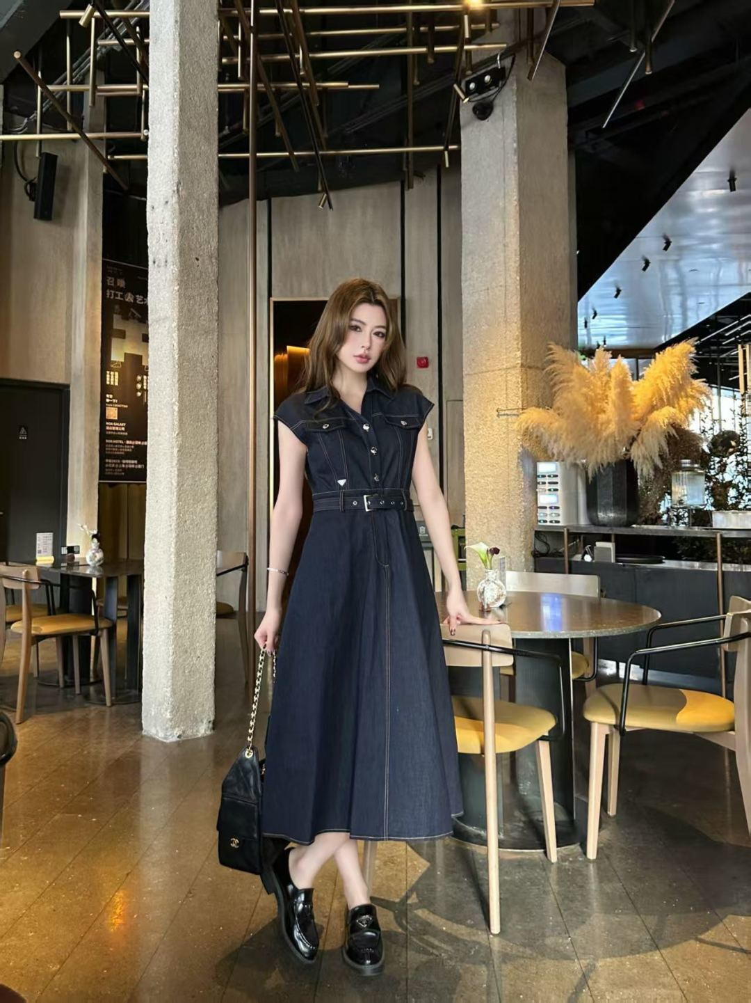 Pra 26ss denim sleeveless dress