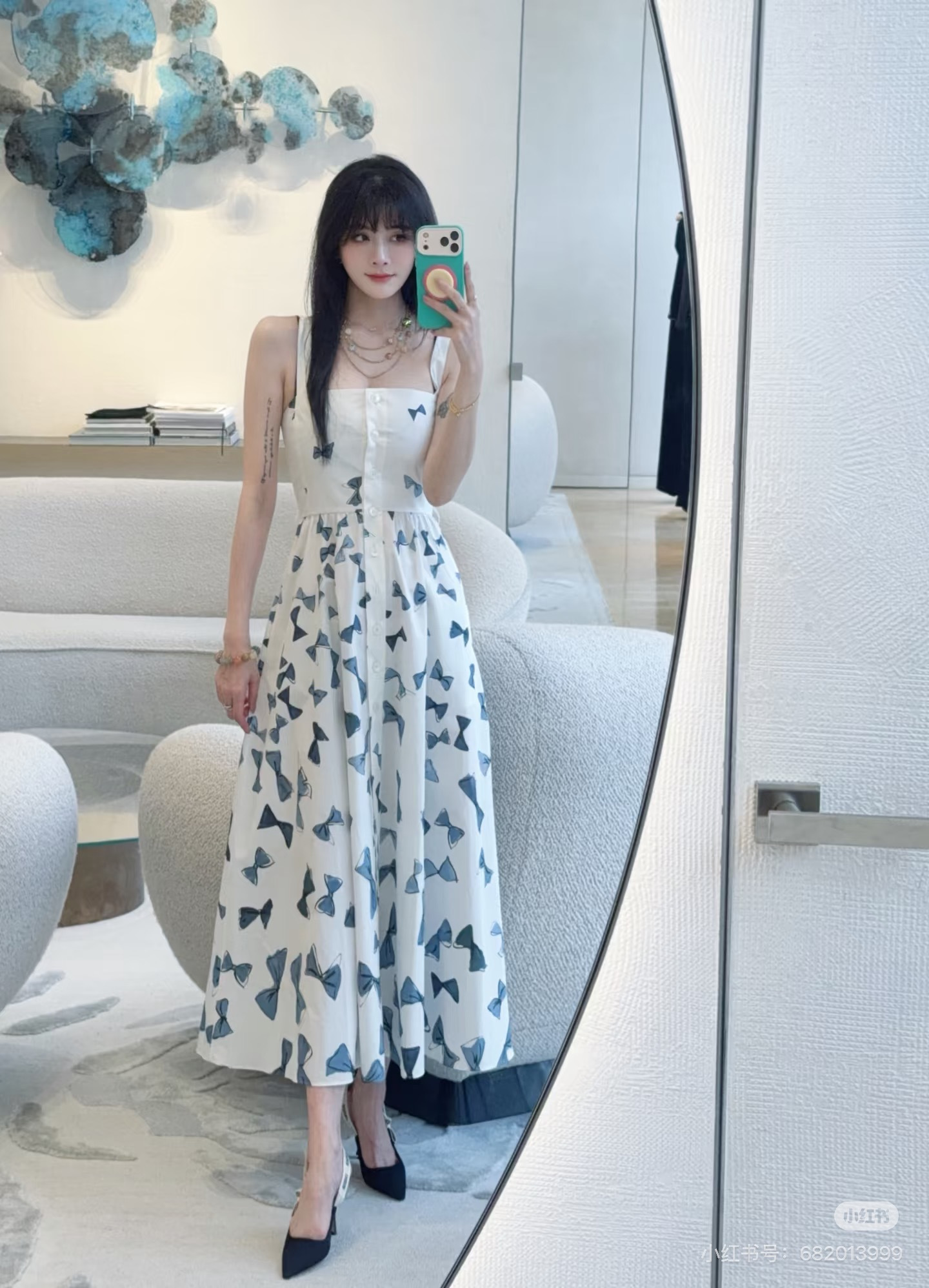 CD 26ss bow print silp dress