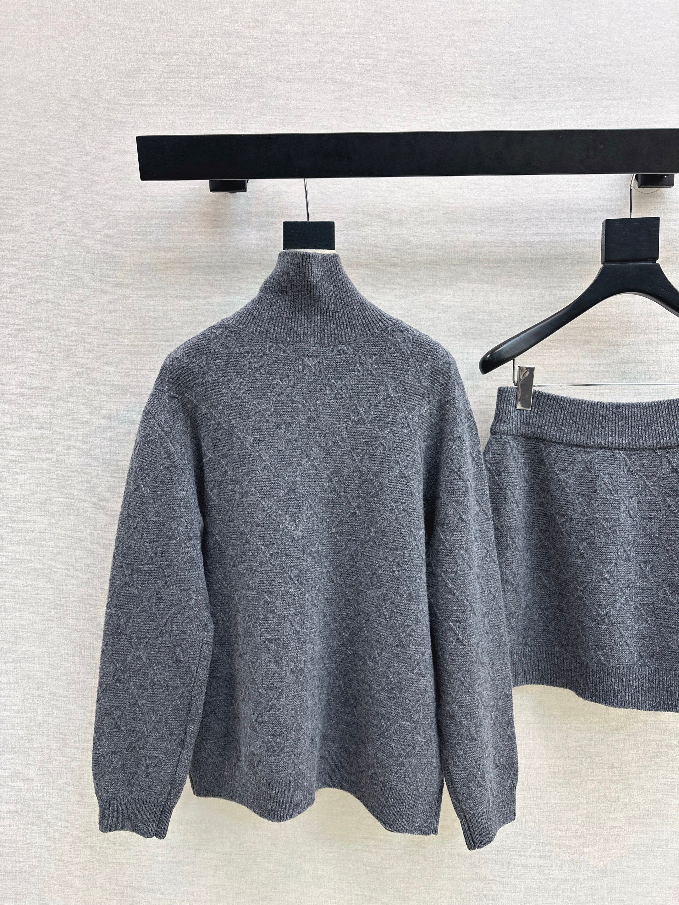 Miu 26ss jacquard knit sweater+skirts set