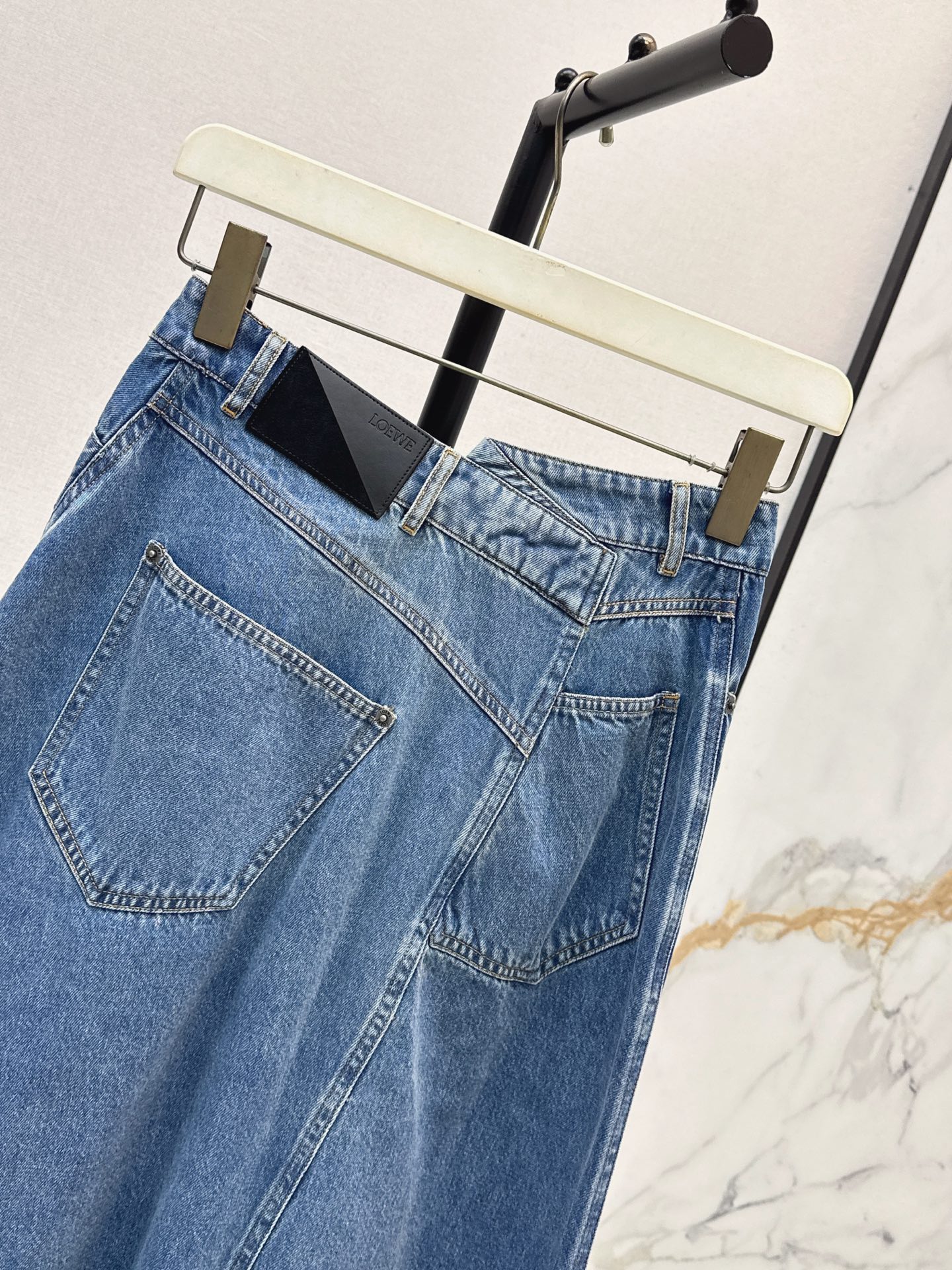 Loe 26ss asymmetrical denim skirt