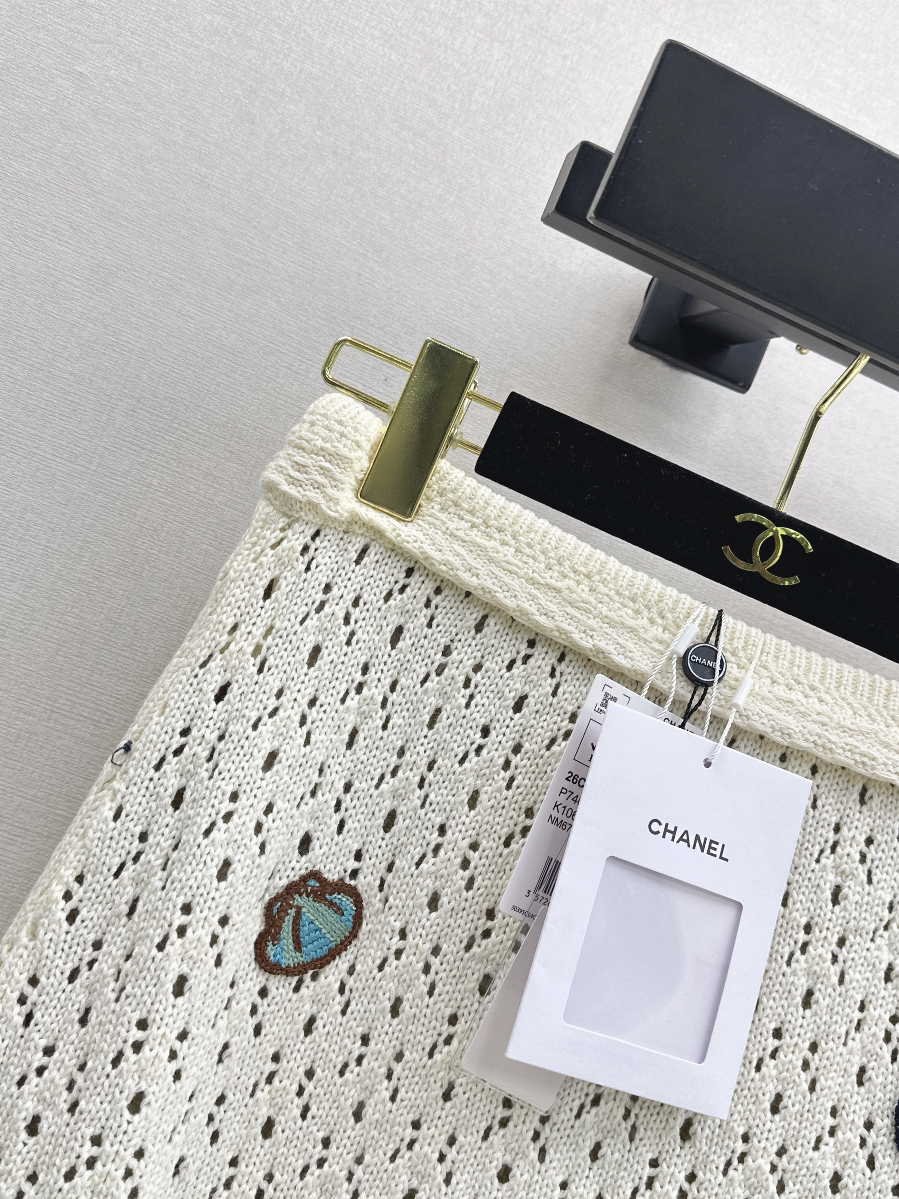 Chan 26SS Crochet Knit Mini Skirt