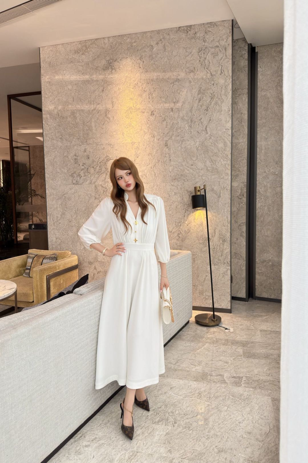 Loui 26ss empire-waist maxi dress