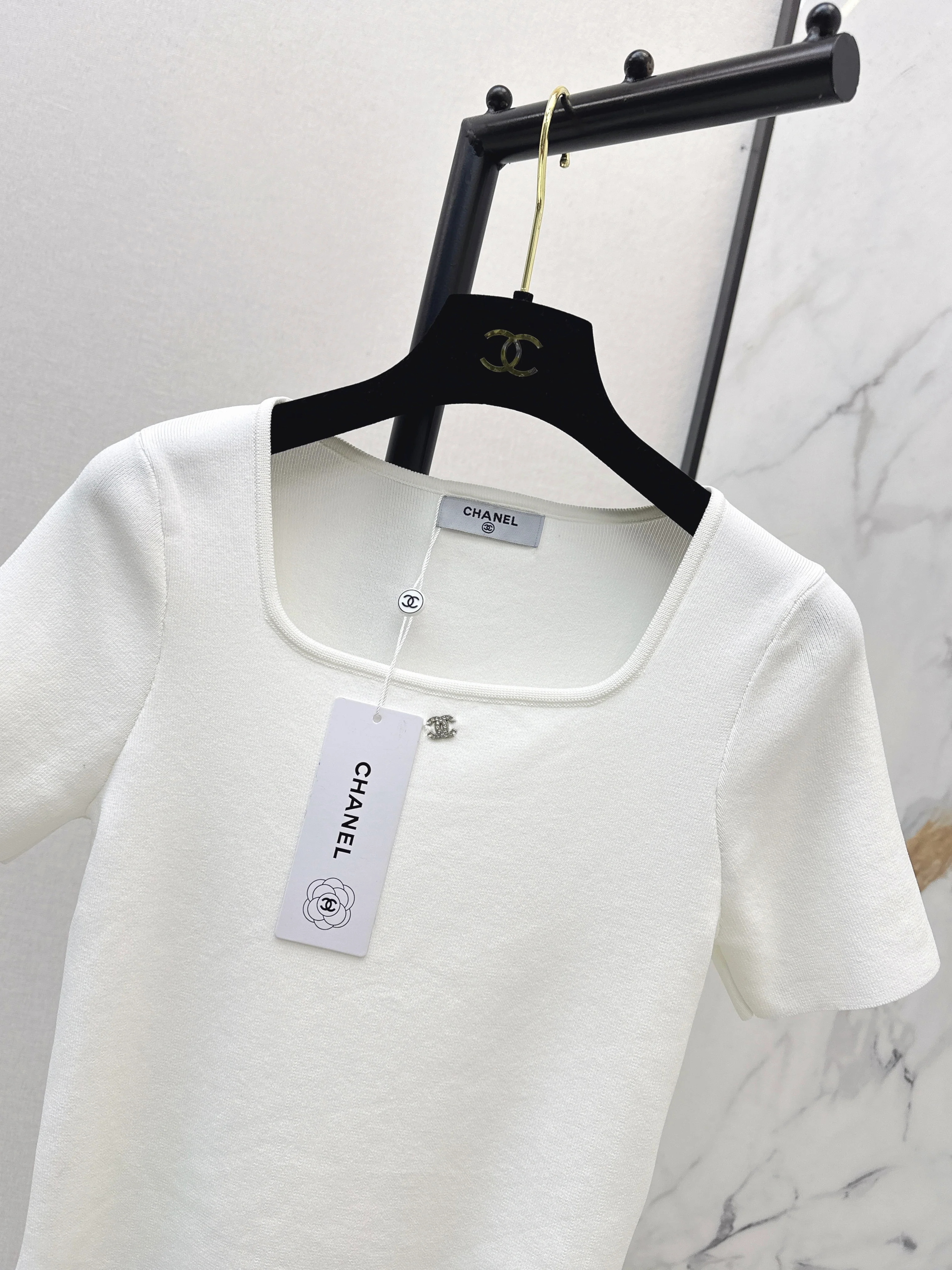 Chan 26ss square collar knitwear