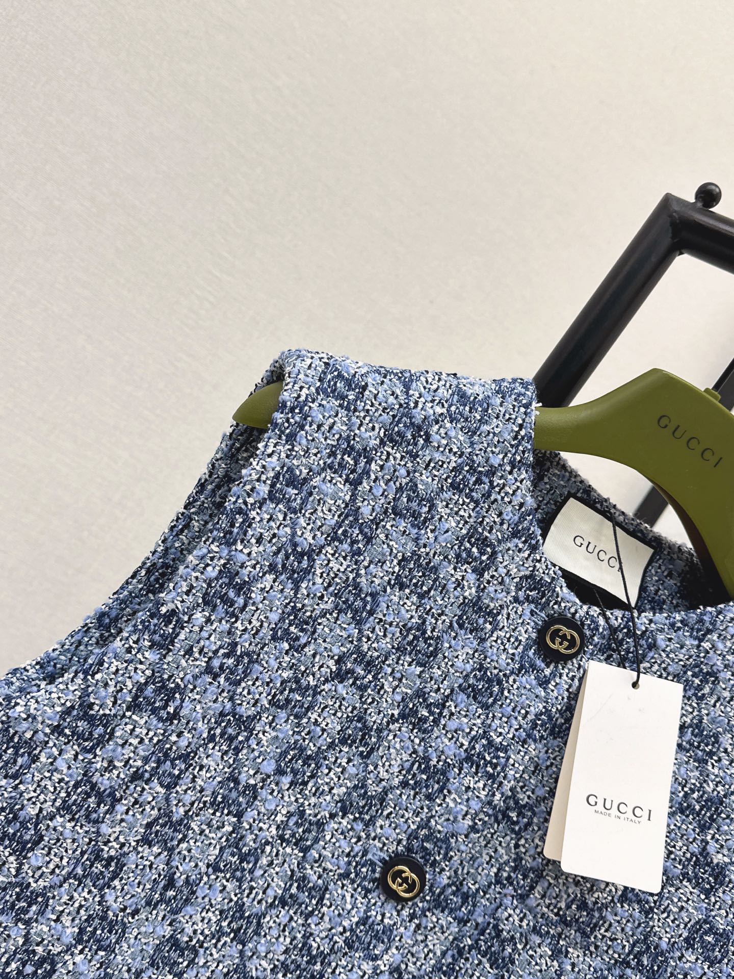 Guc 26ss jacquard tweed vest jacket