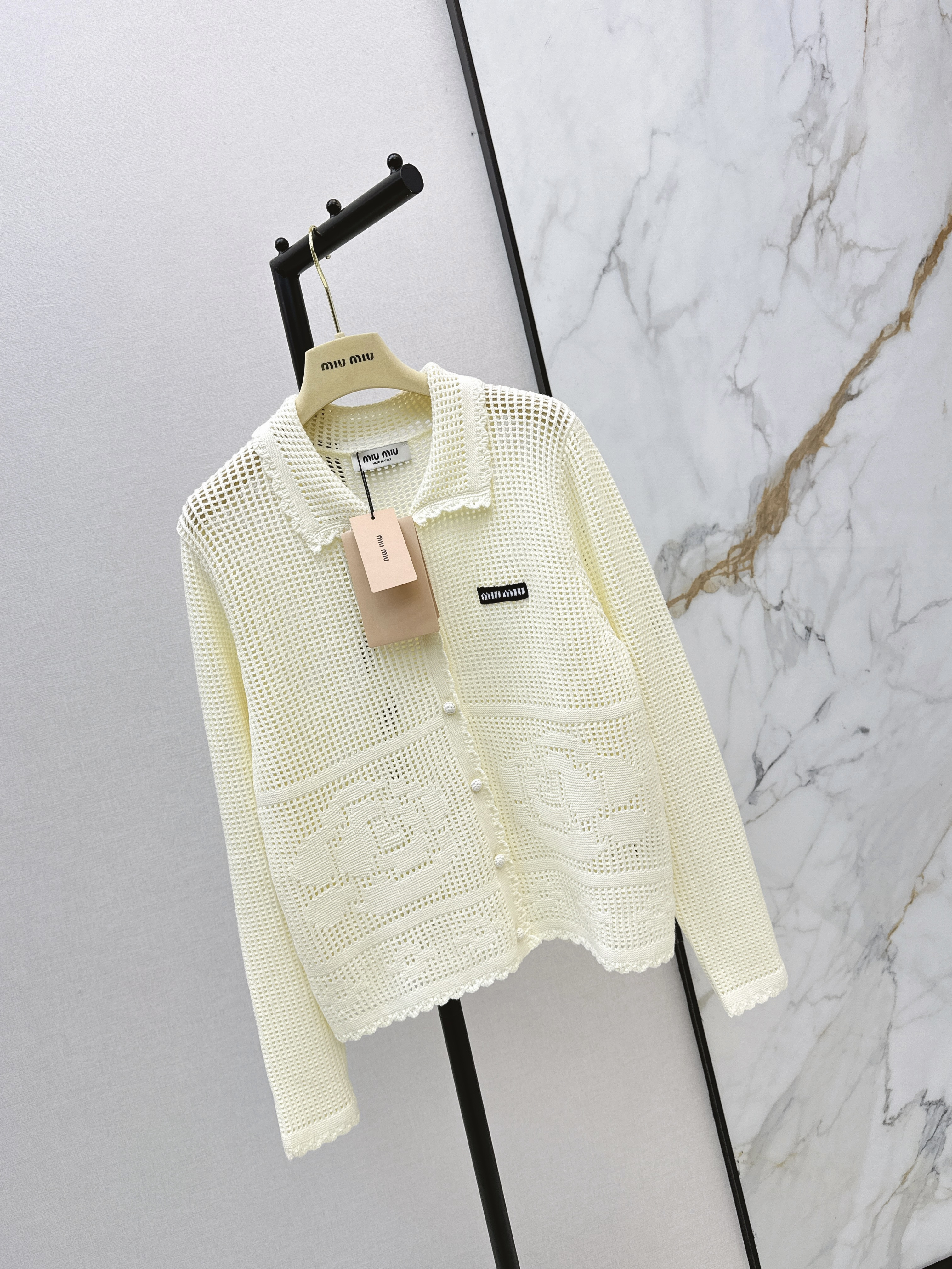 Miu 26ss hollow knit cardigan