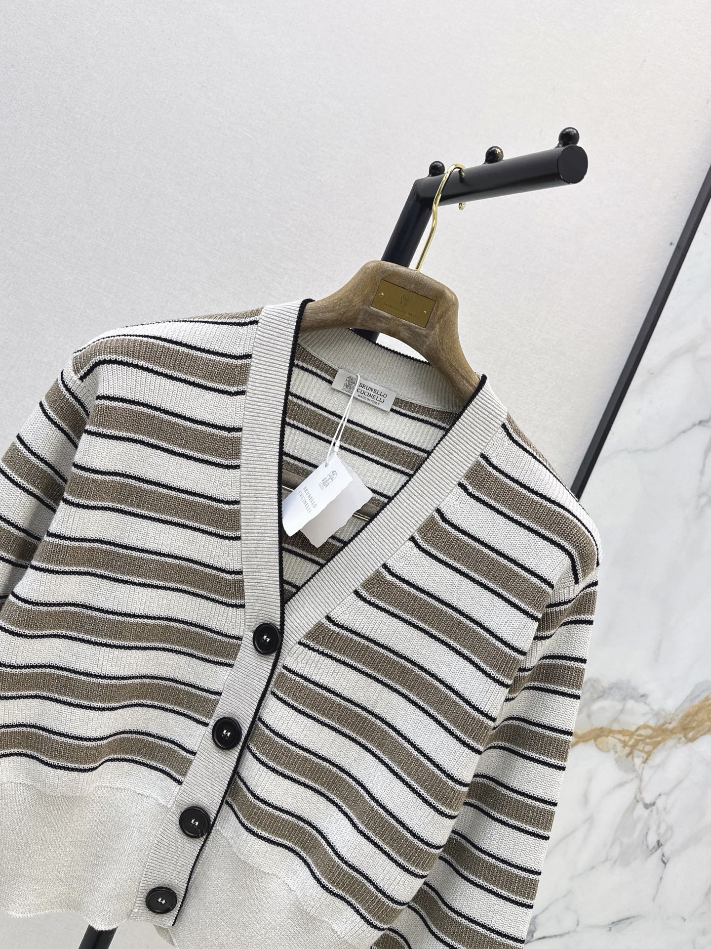 Brun 26ss stripe knit cardigan