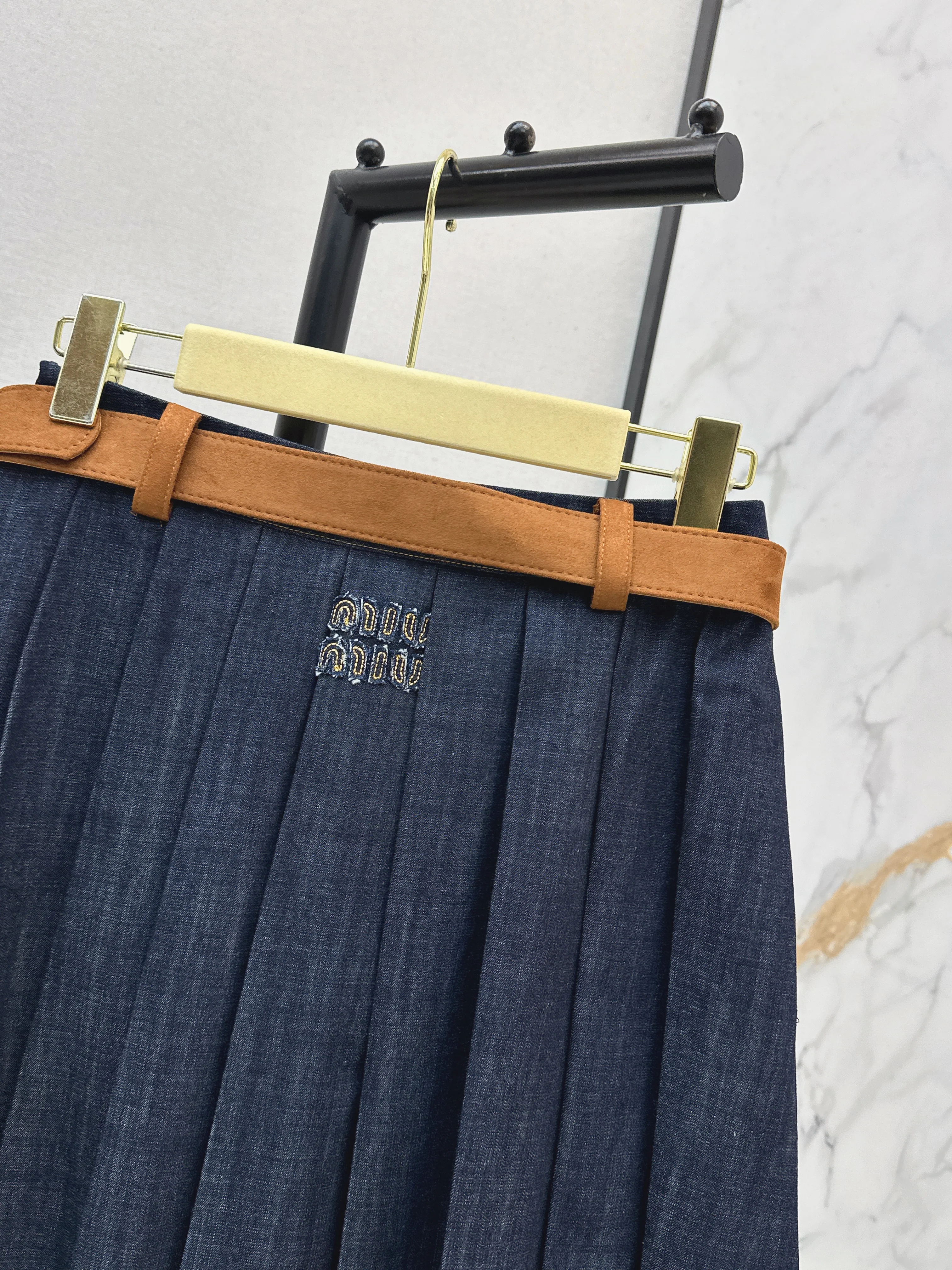 Miu26ss denim skirts with belted