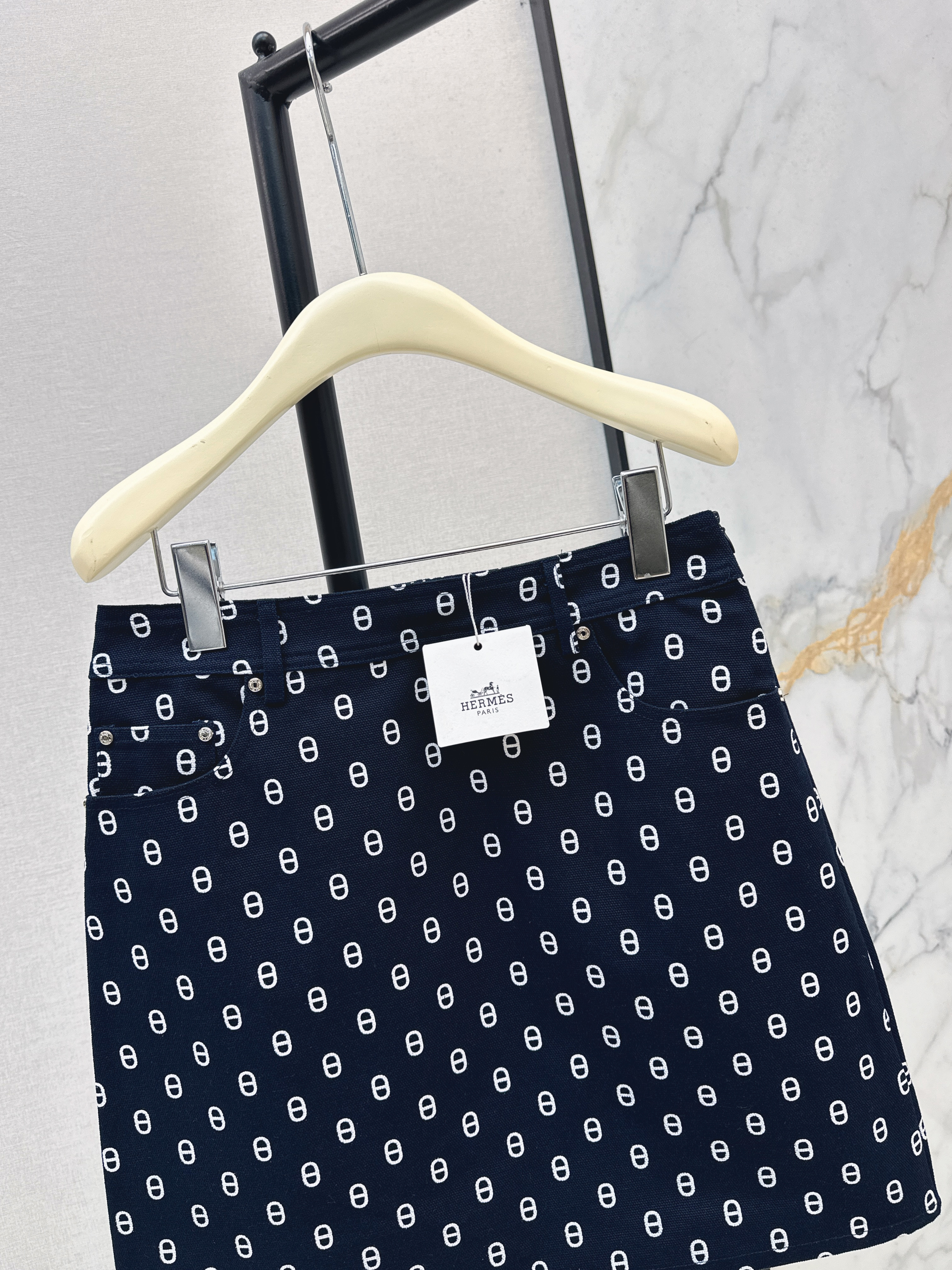 Her 26ss print denim skirt