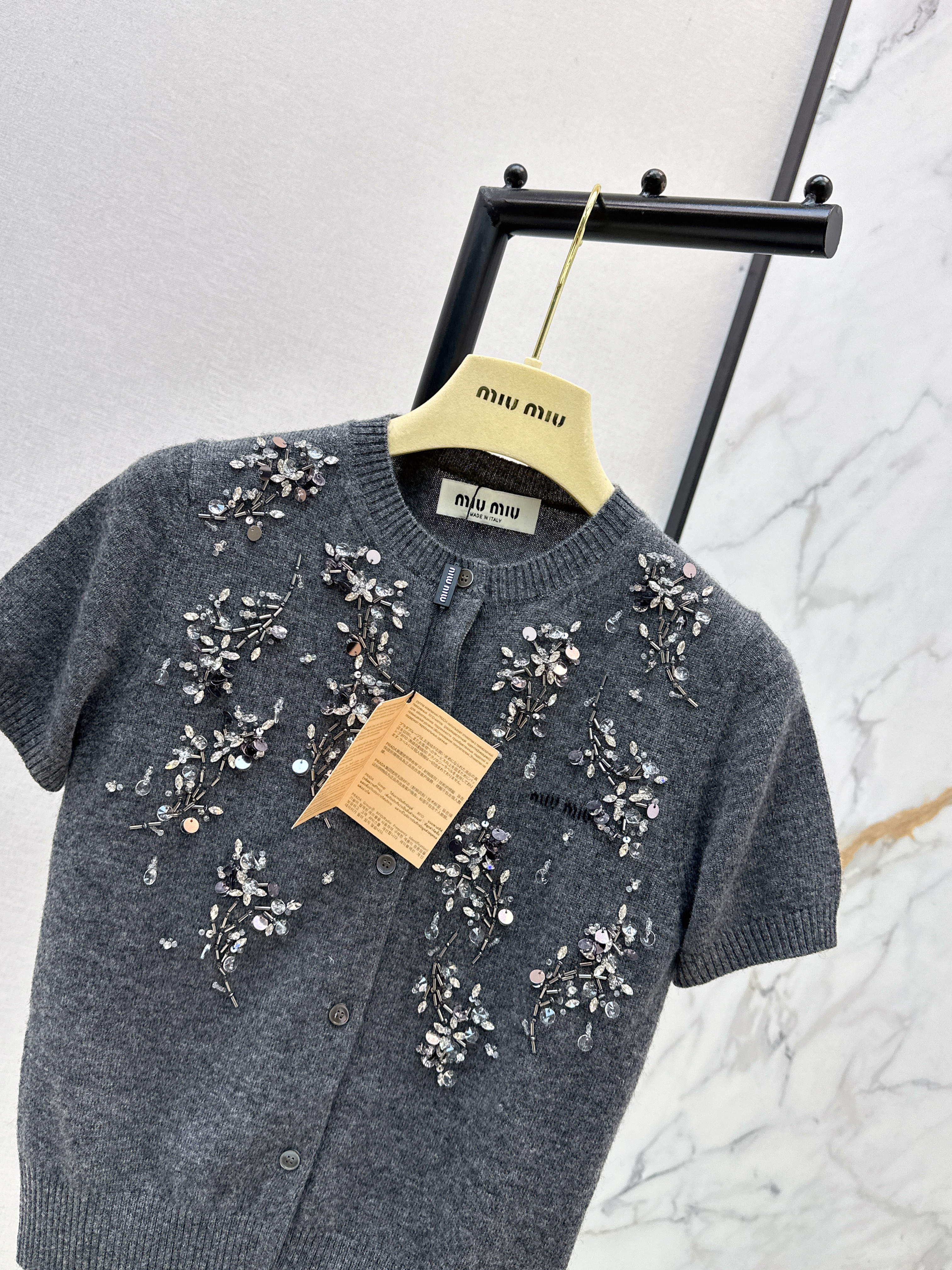 Miu 26ss beading cardigan