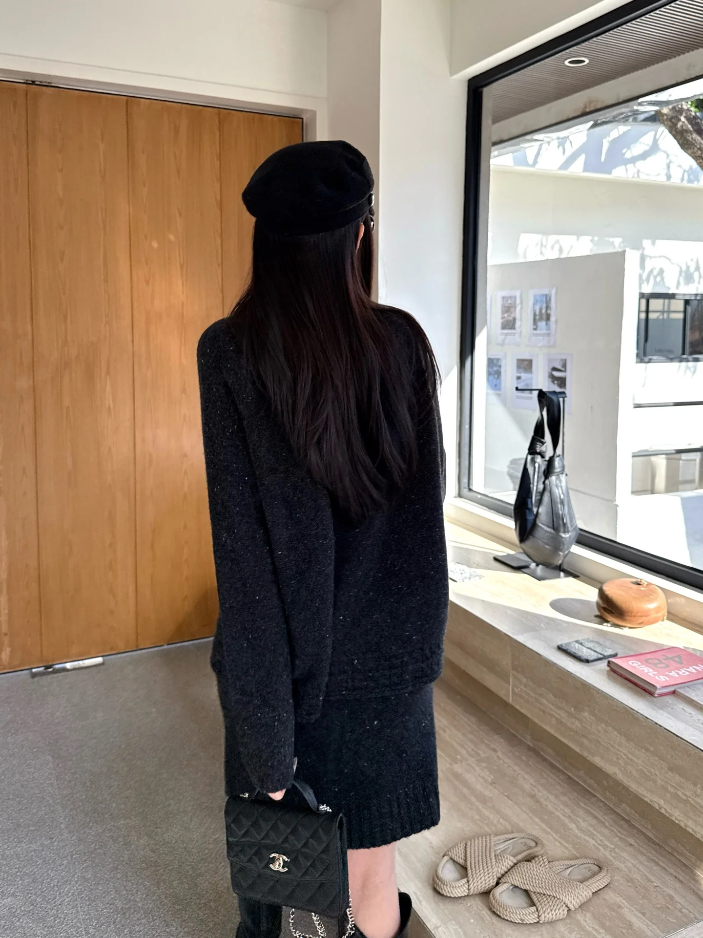 Brun 26ss knit high neck sweater+skirt outfit set