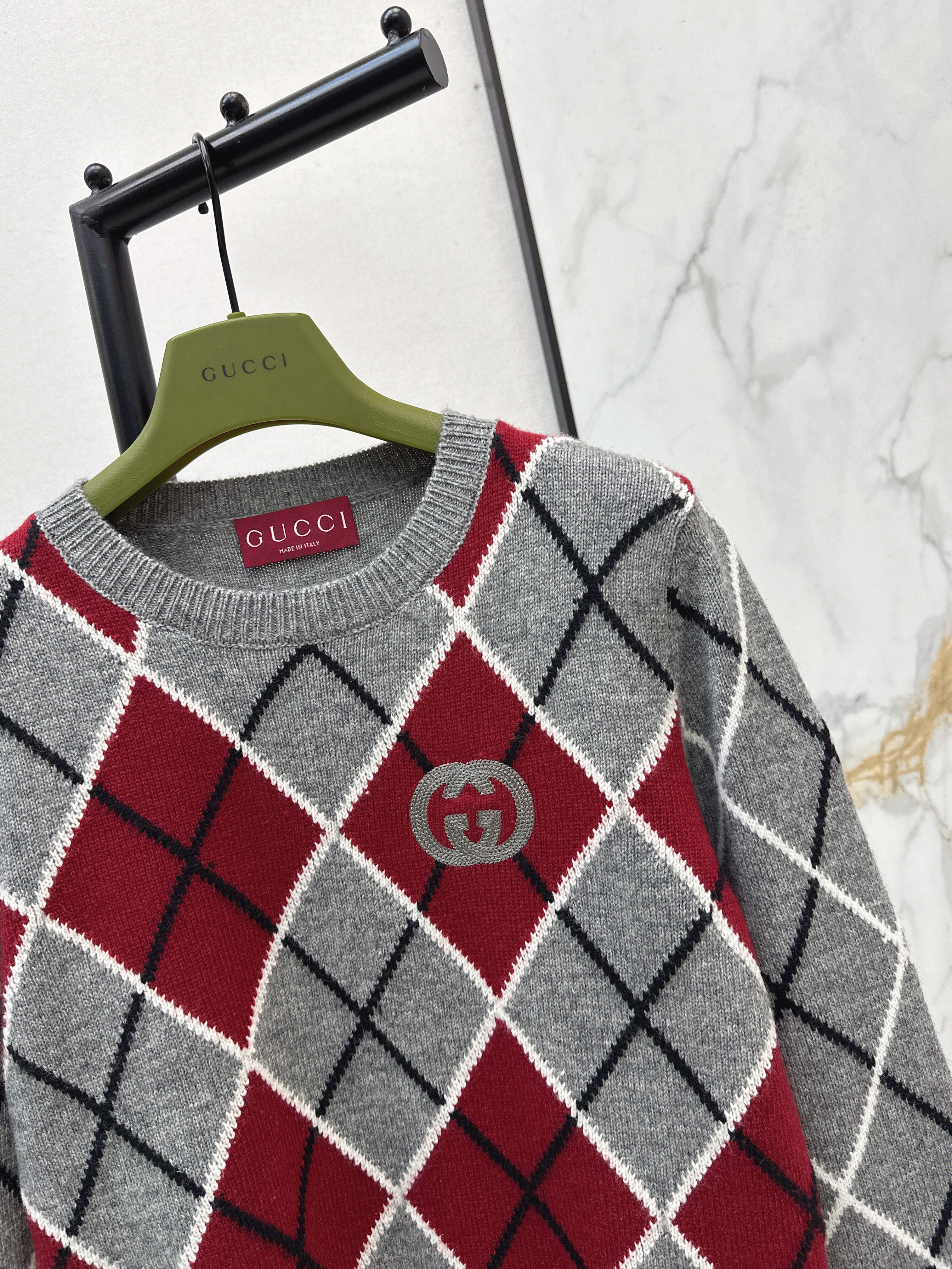 Guc 26ss diamond pattern knitwear