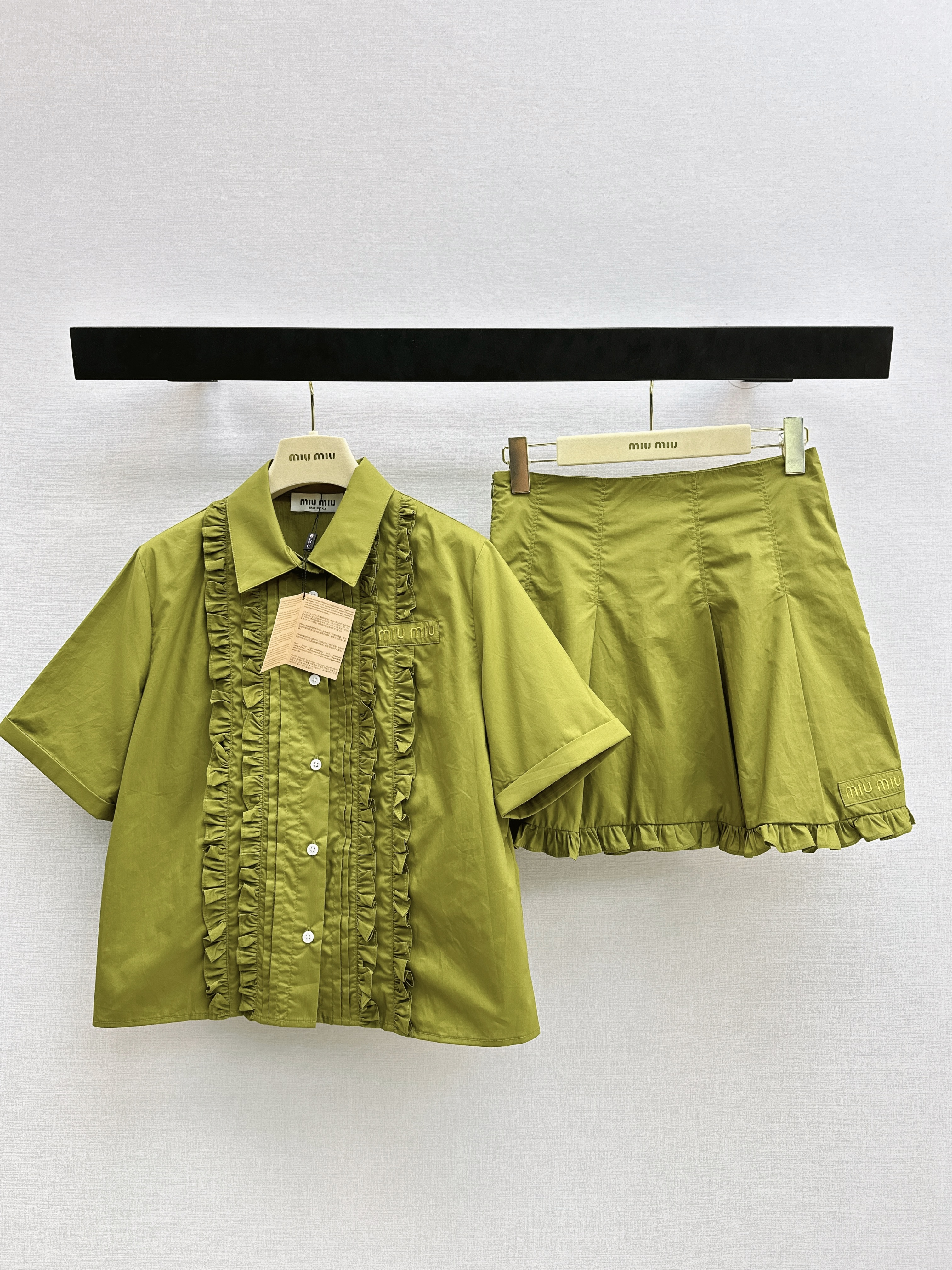Miu 26ss ruffle shirt skirt sets
