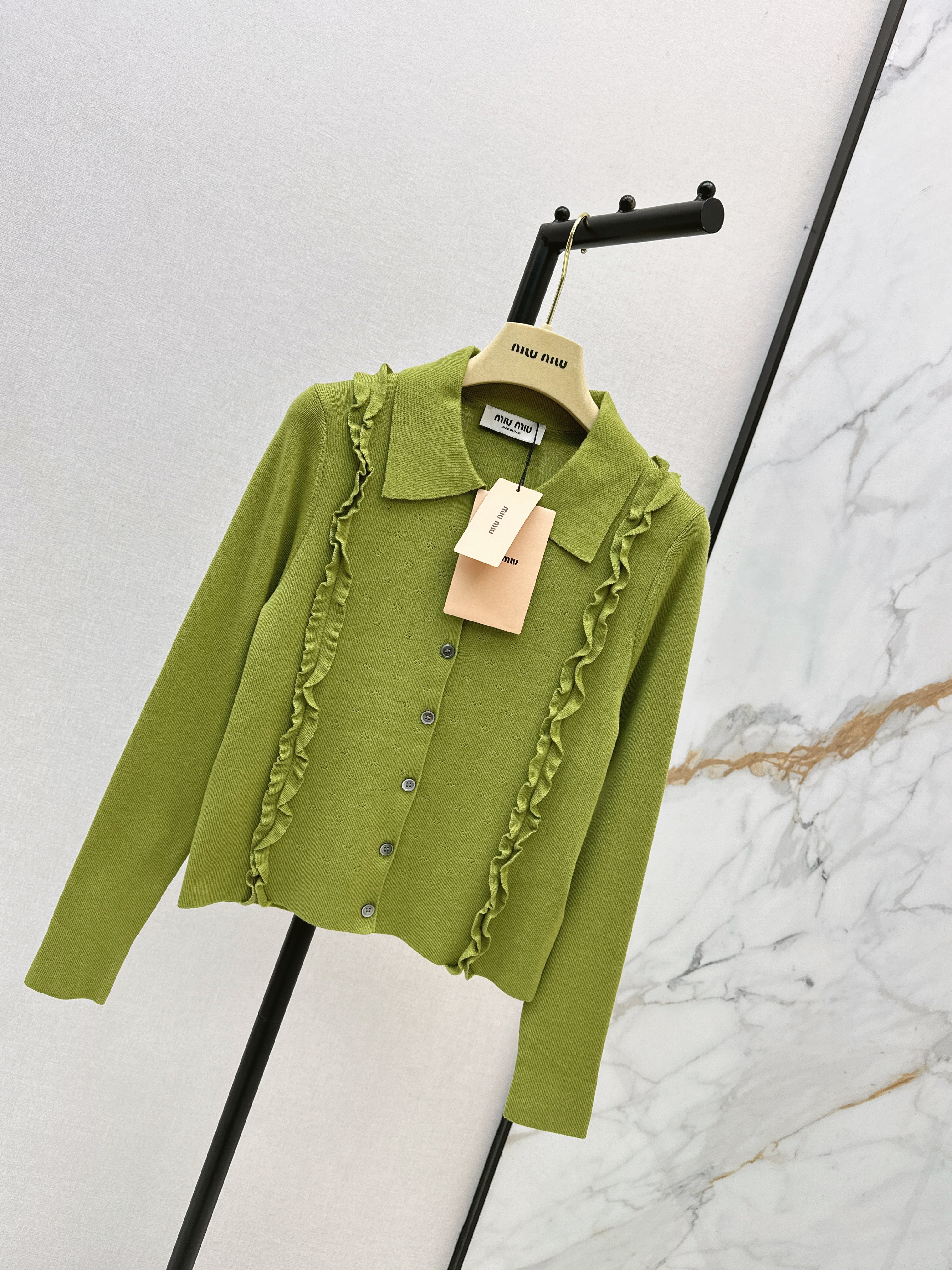 Miu 26ss ruffle cardigan