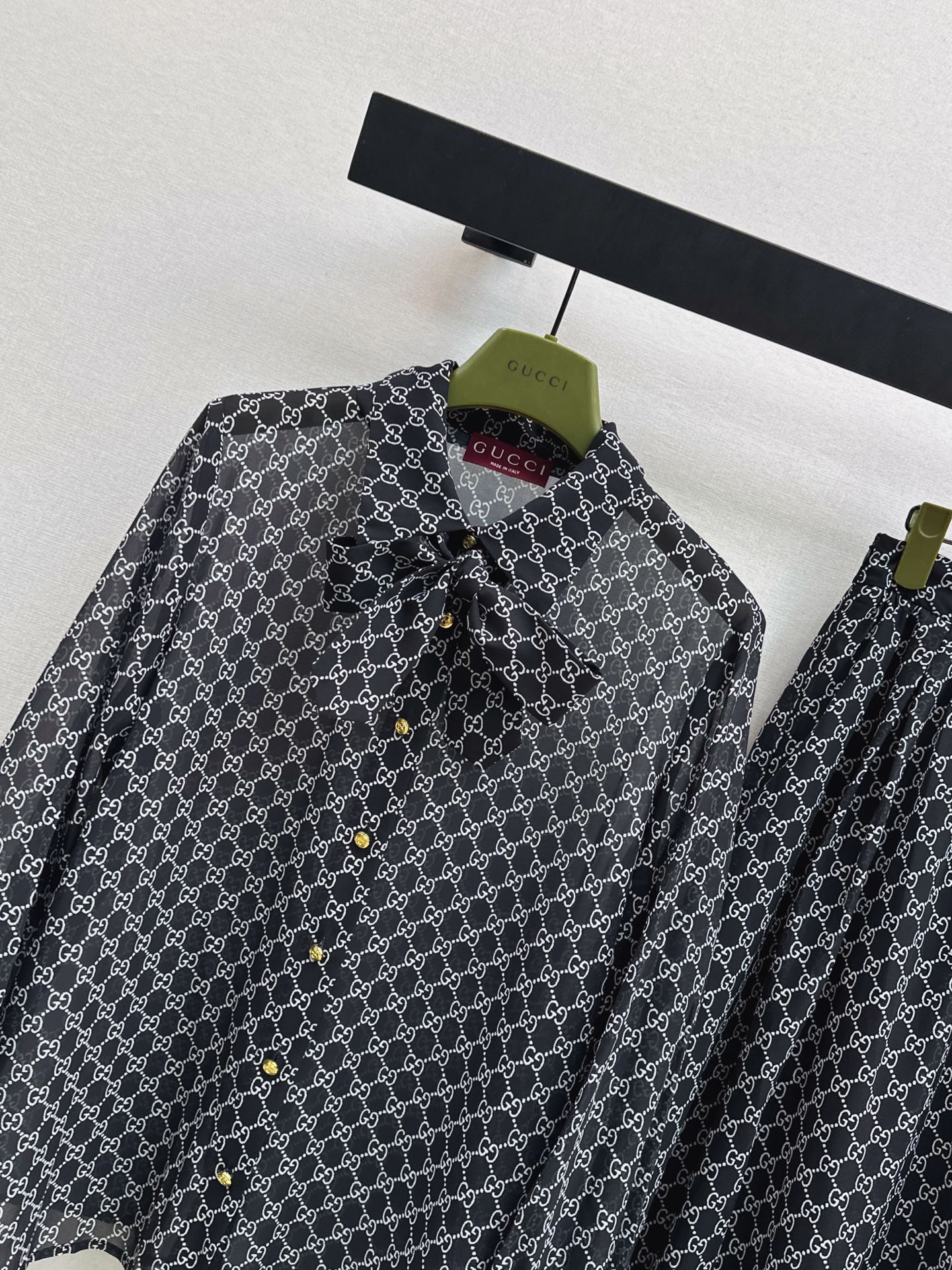 Guc 26ss print shirt skirt sets