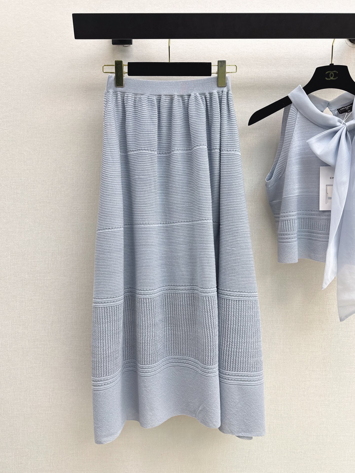 Chan 26s knit ribbon vest skirt sets