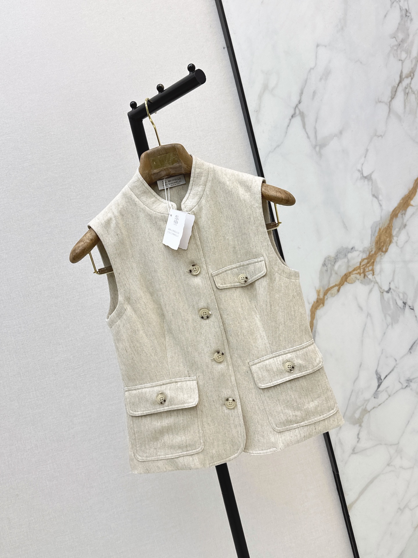Brun 26ss linen vest jacket