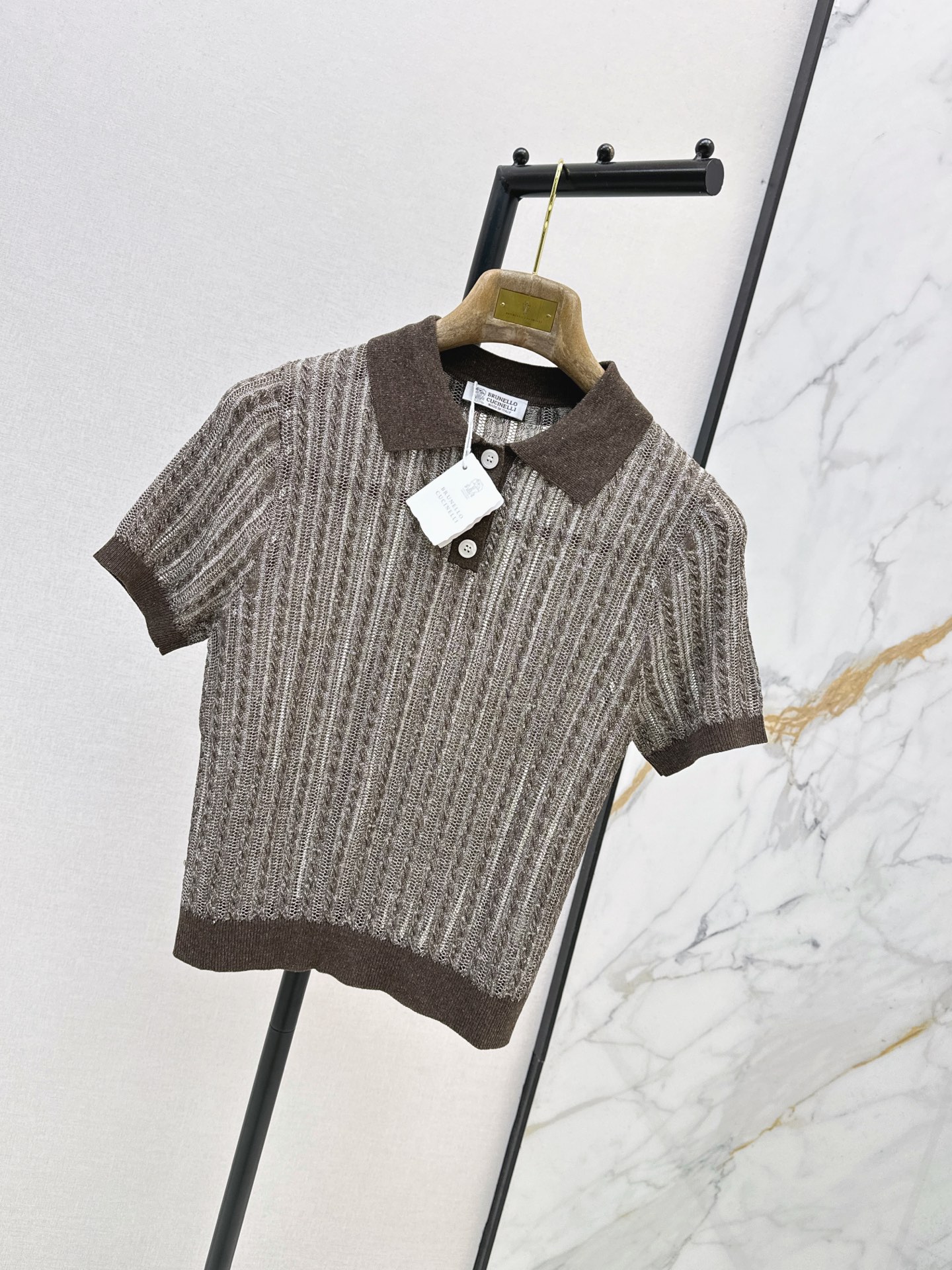 Brun 26ss hollow knit polo