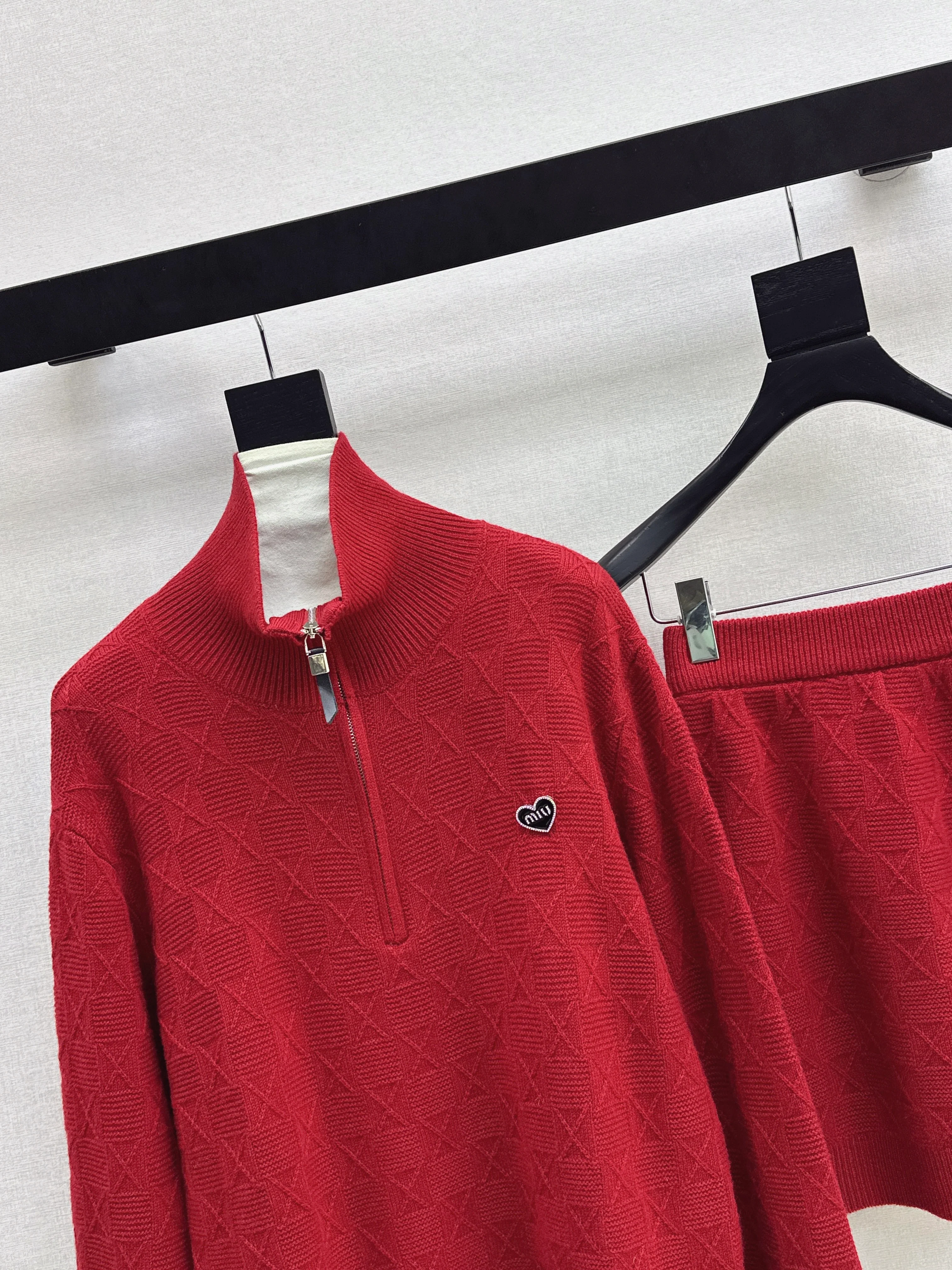 Miu 26ss jacquard knit sweater+skirts set