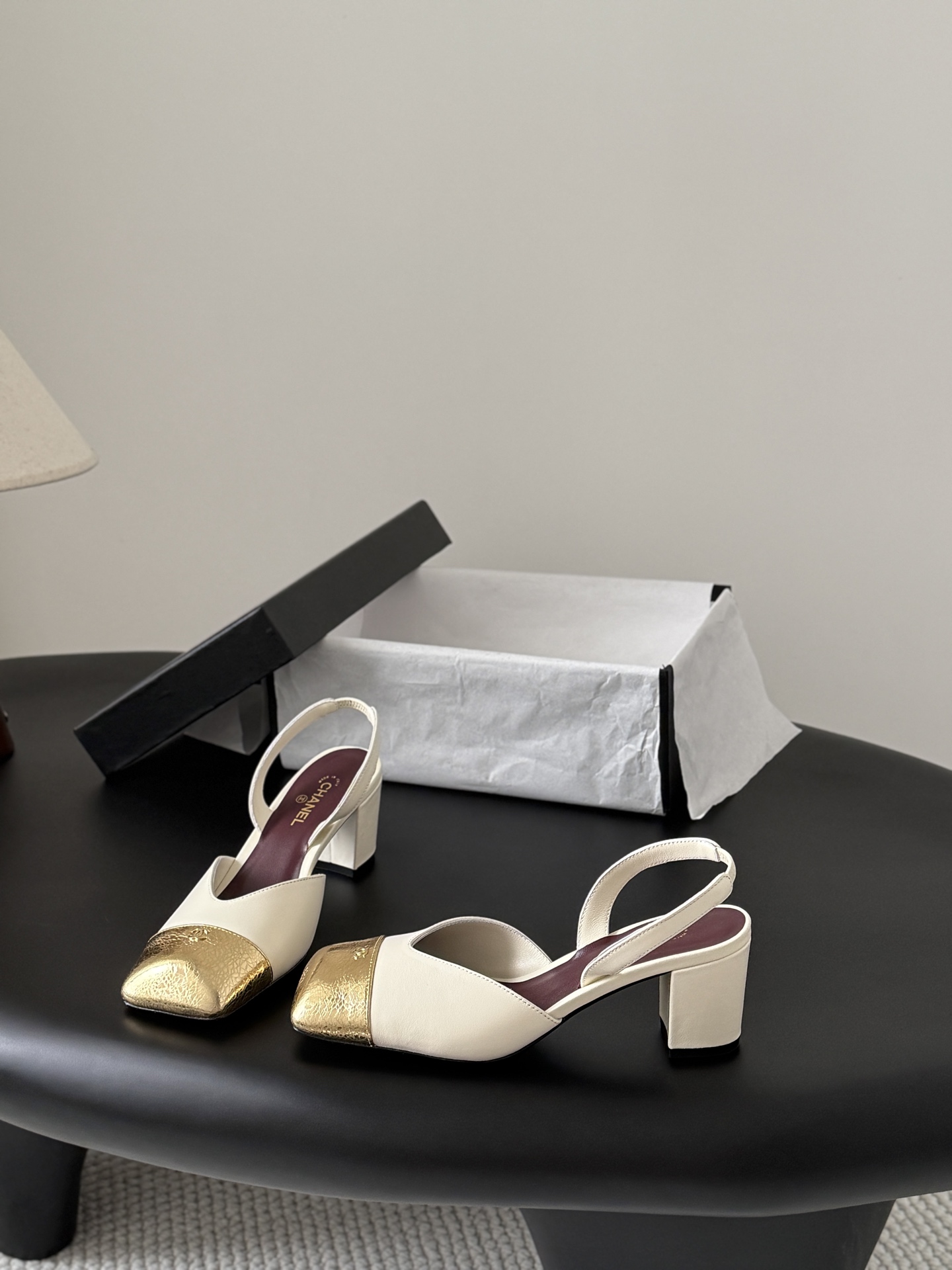 Chan two-tone slingback pumps
