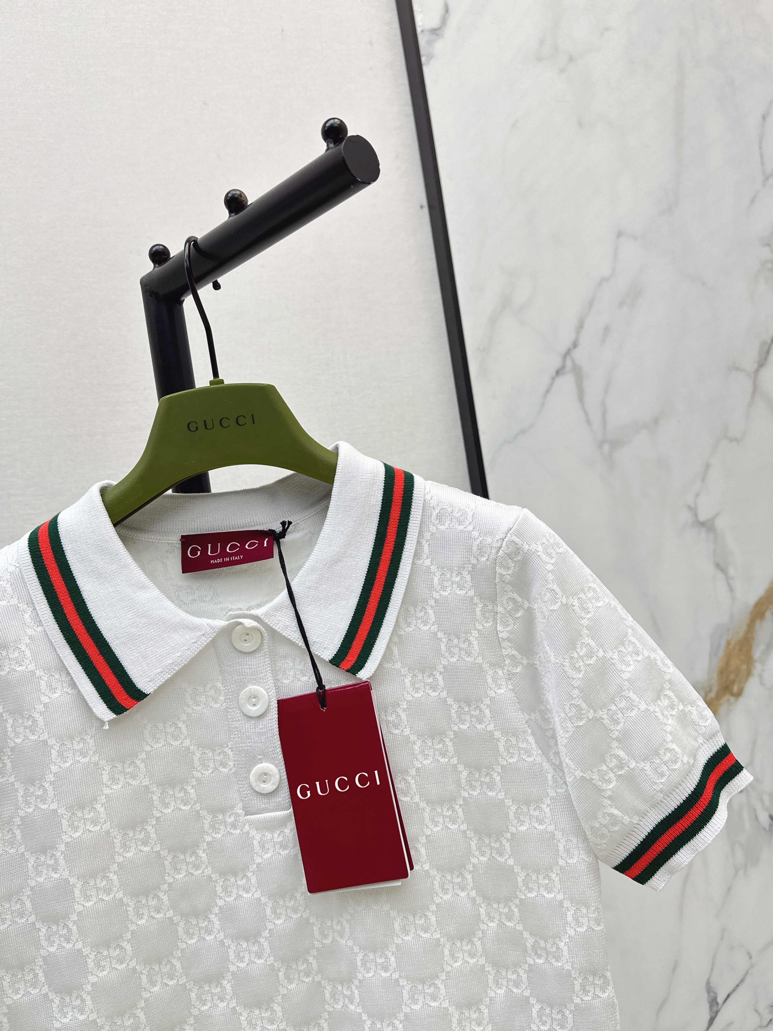 Guc 26ss jacquard polo shirt