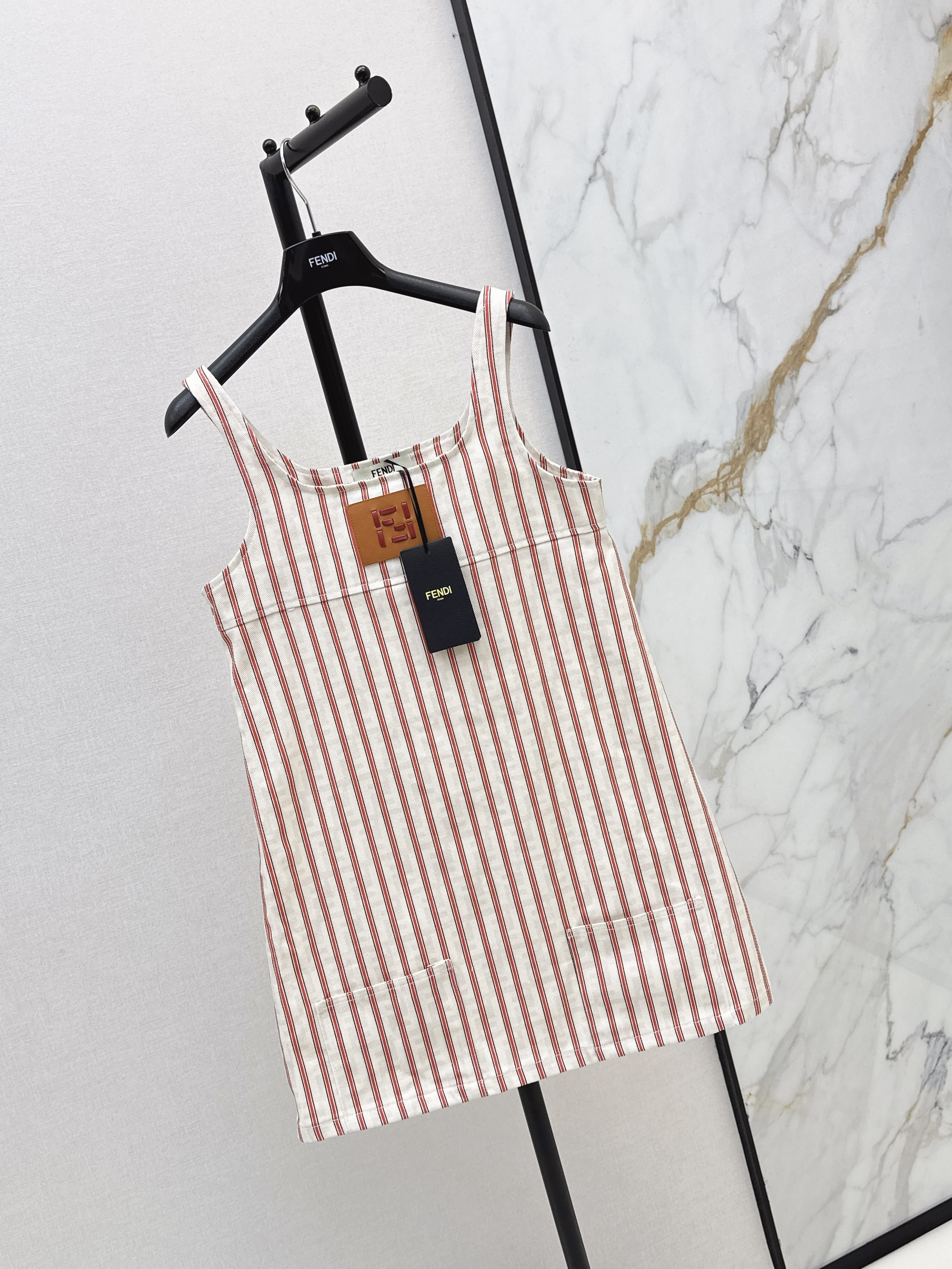 Fend 26ss Striped Sleeveless Mini Dress