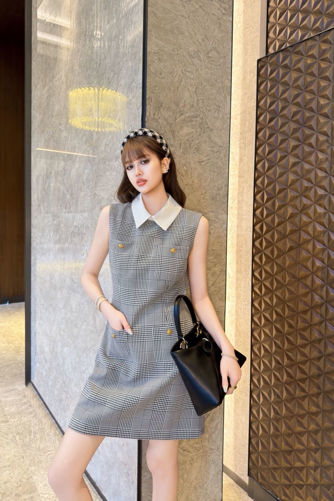 CD 26ss sleeveless check dress