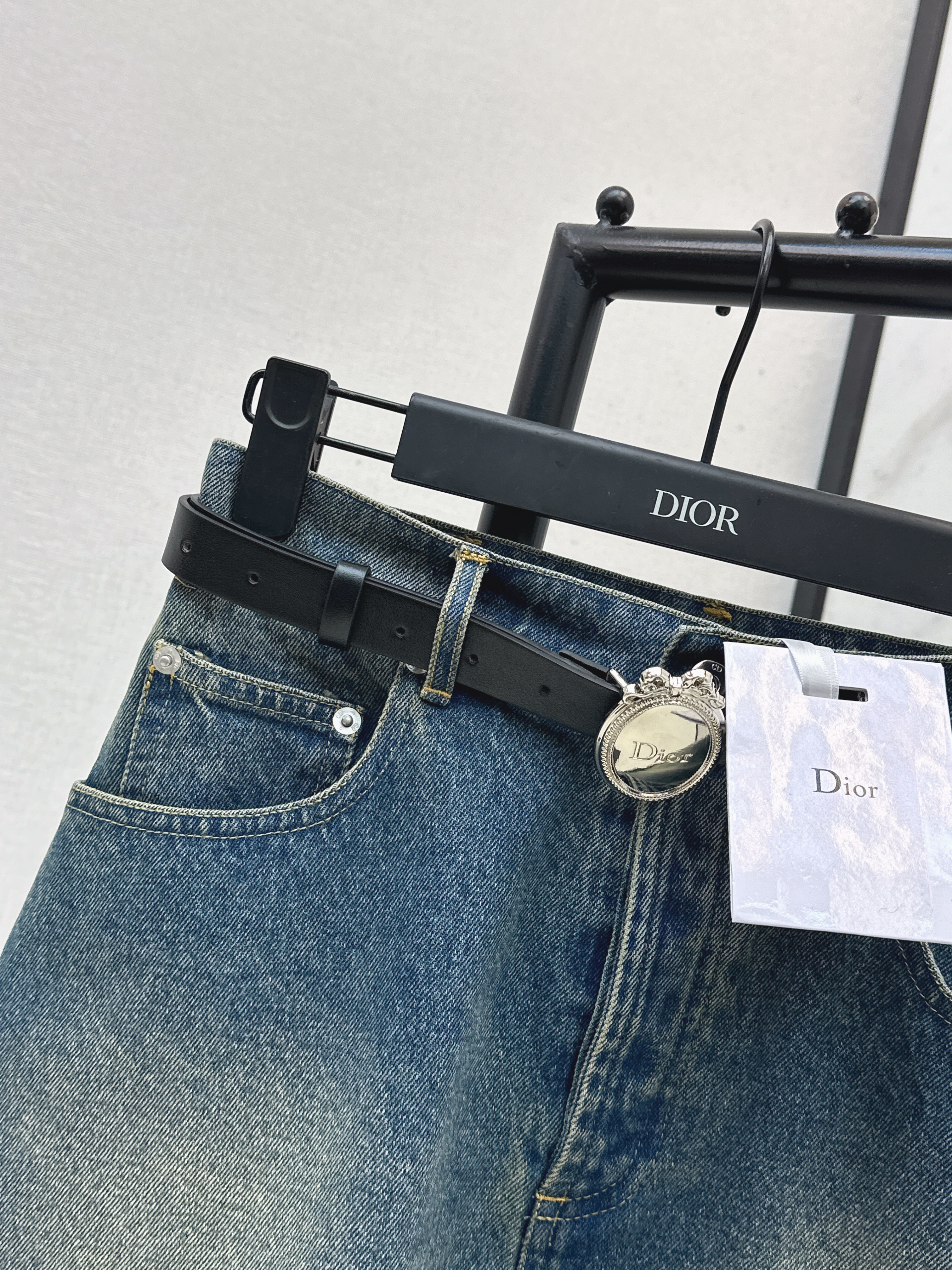 CD 26ss belted denim skirt