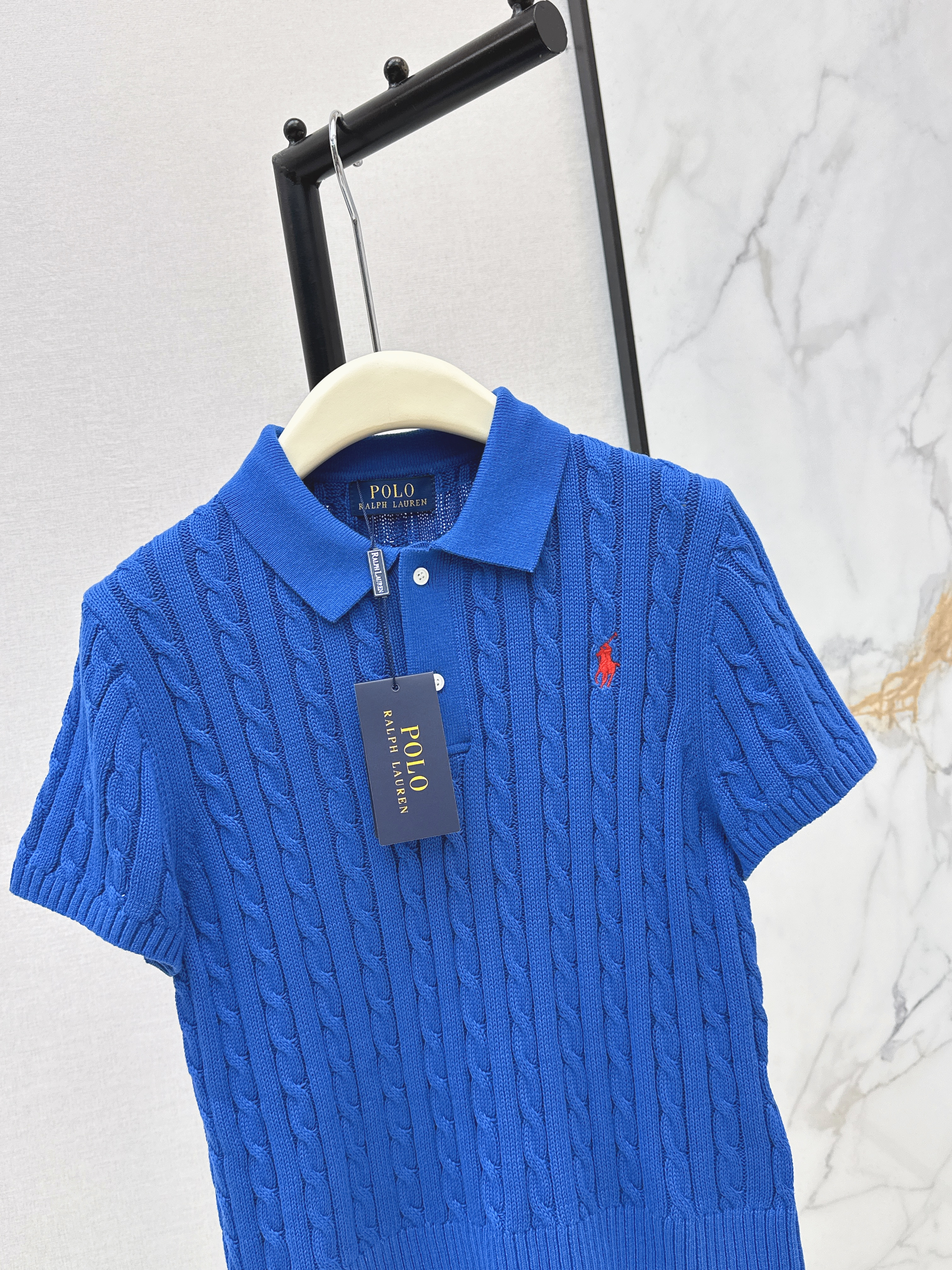 Ralp 26ss cable polo knit top