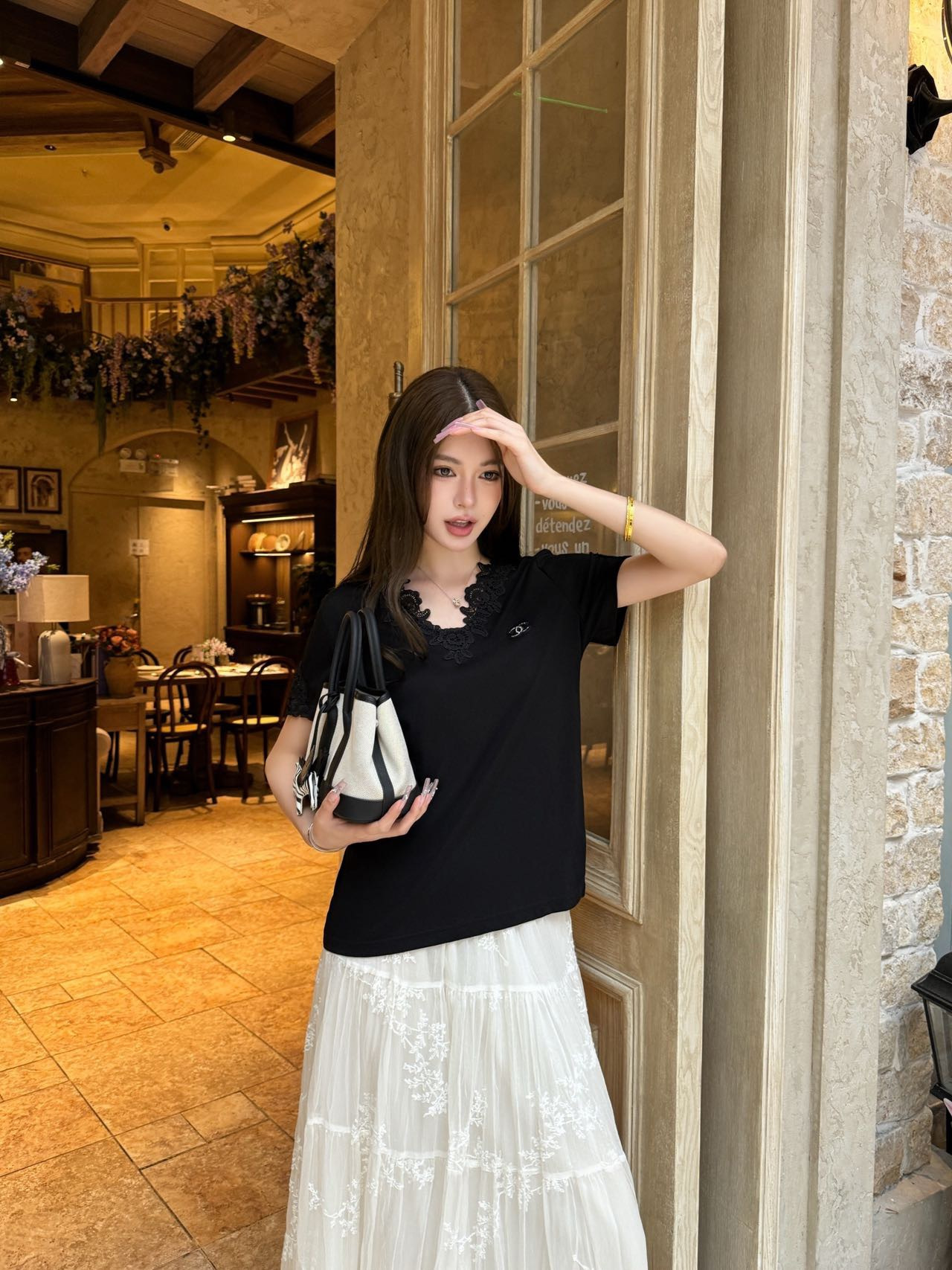 Chan 26ss contract lace t-shirt