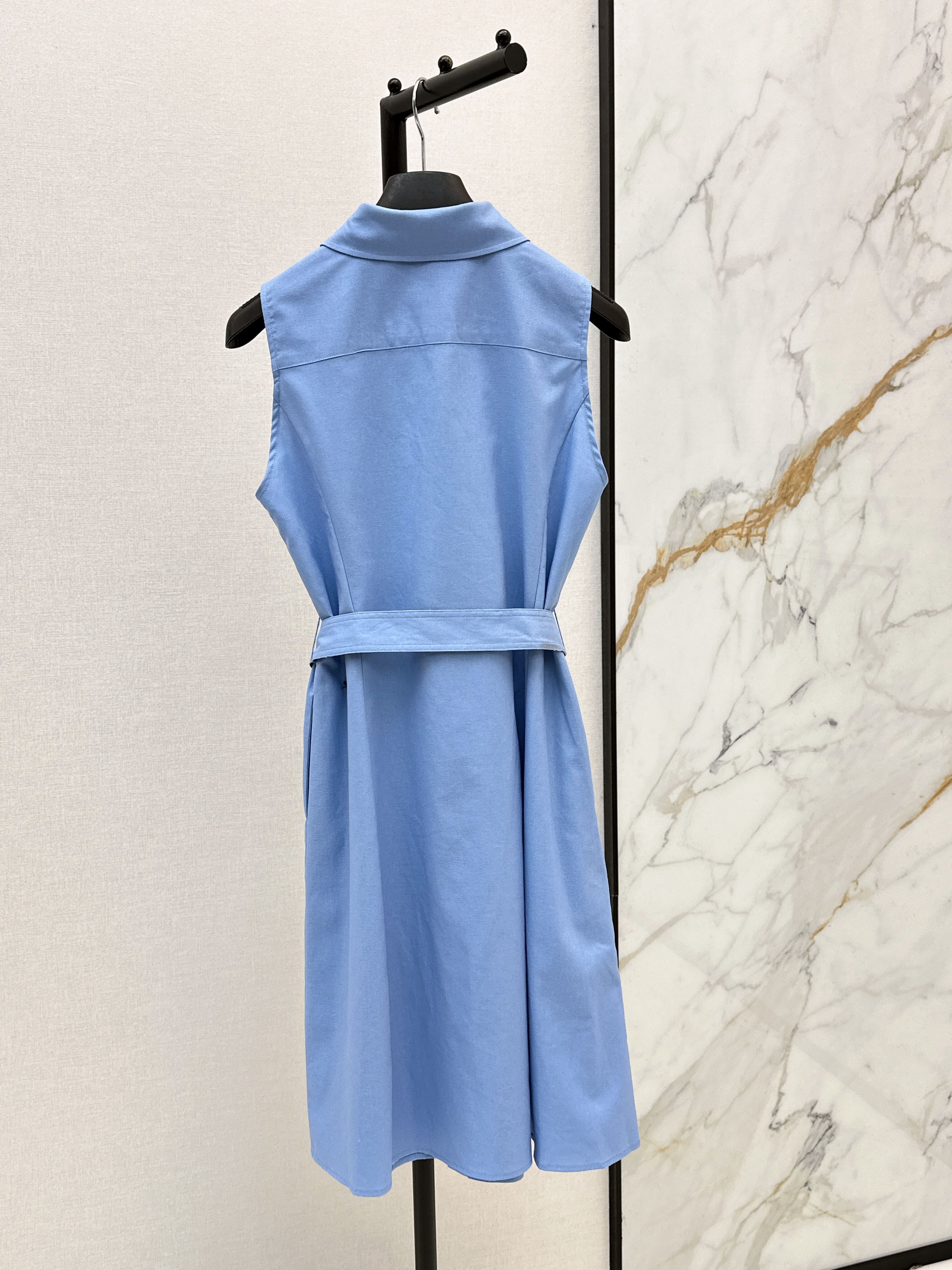 CD 26SS Sleeveless Belted Shirt Dress
