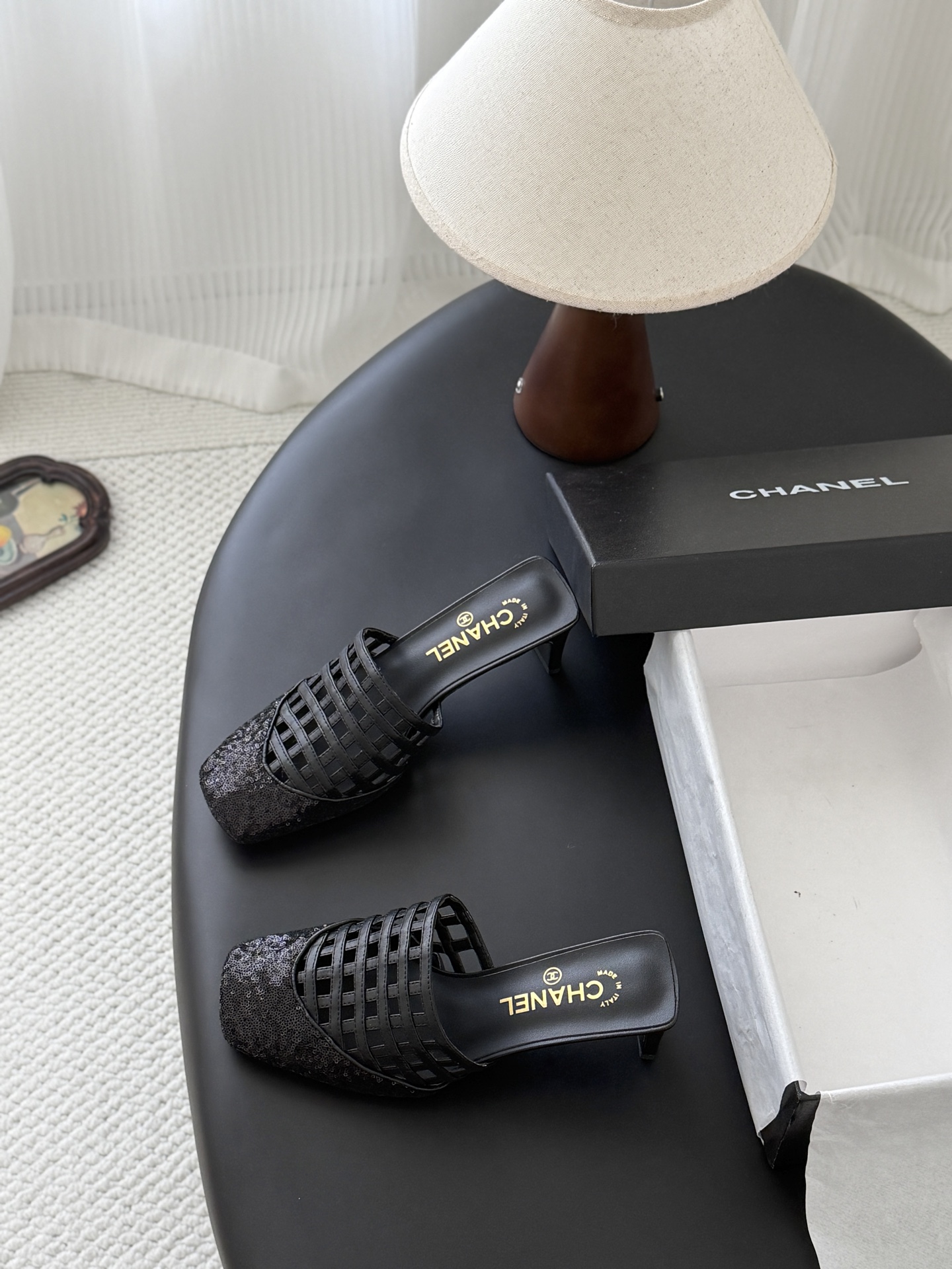 Chan 26ss woven mules heel
