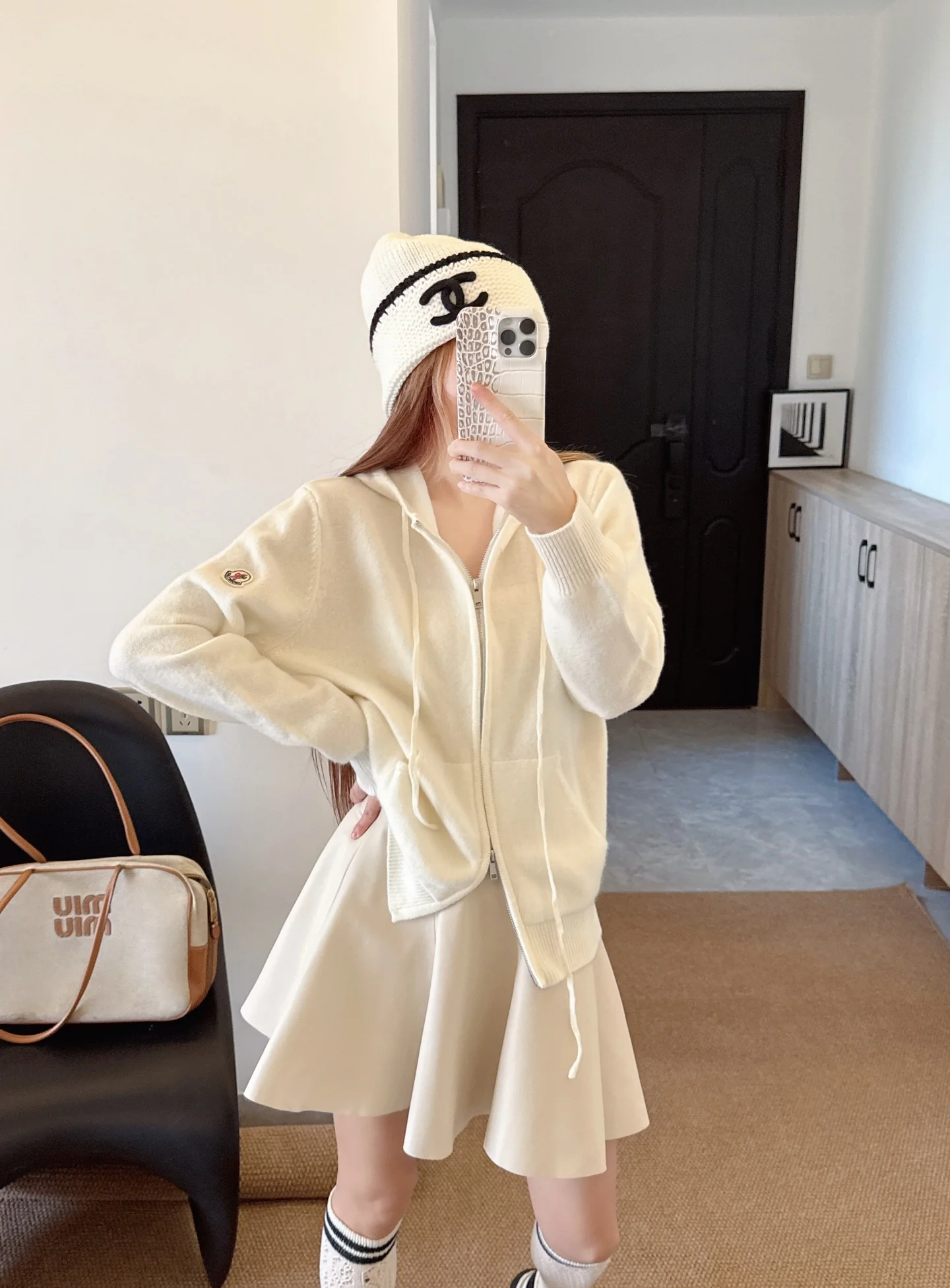 Monc 26ss hooded knit cardigan