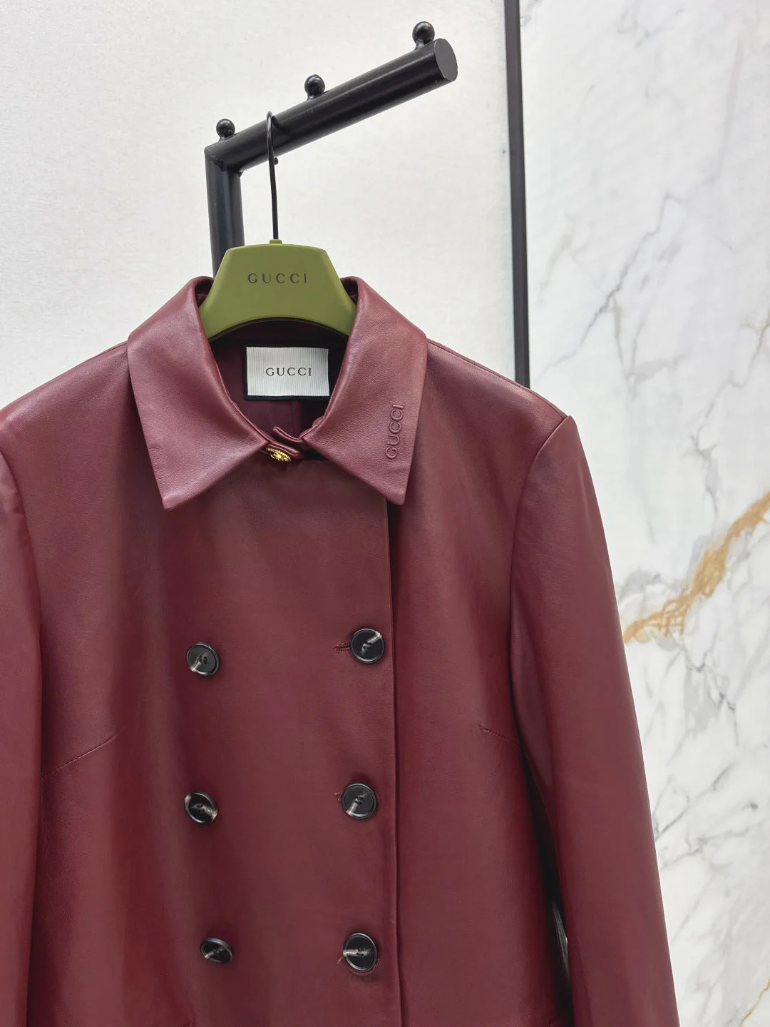 Guc 25fw leather trench coat