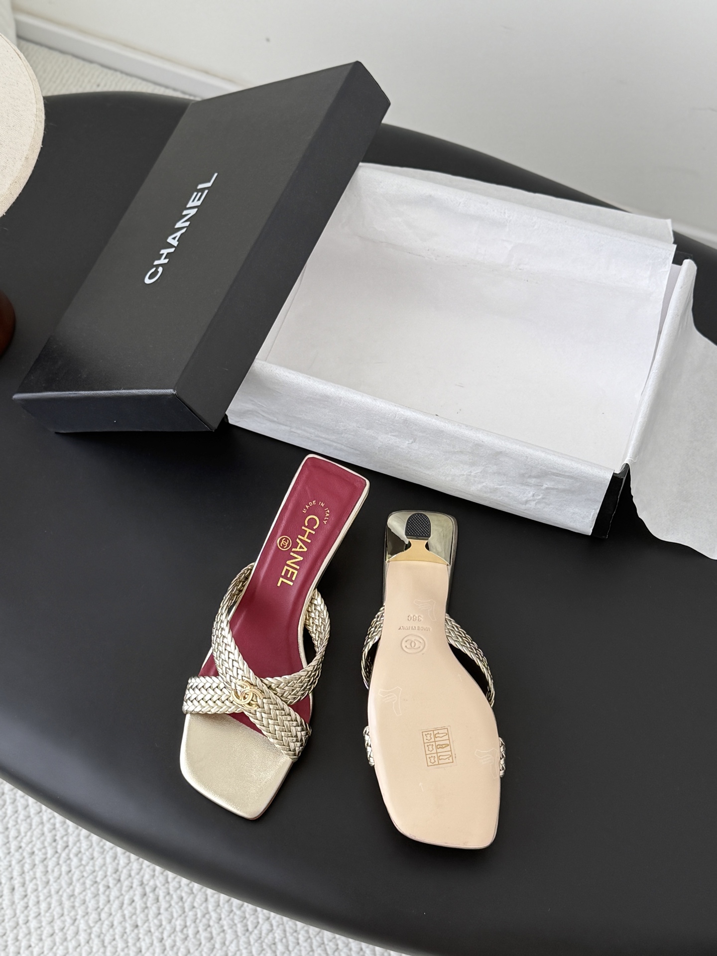 Chan 26ss cross-strap heeled mule sandals