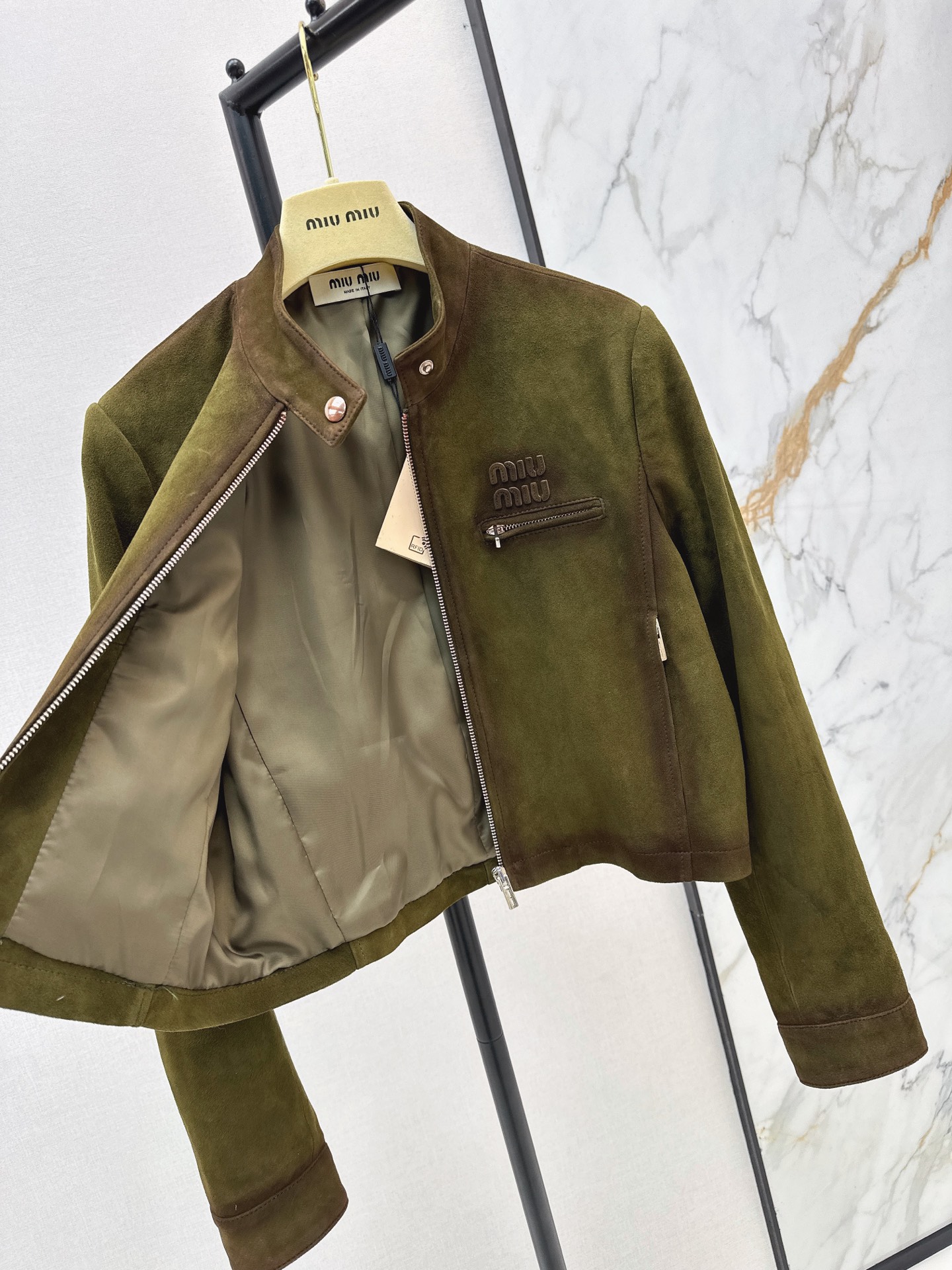 Miu 26ss suede leather jacket