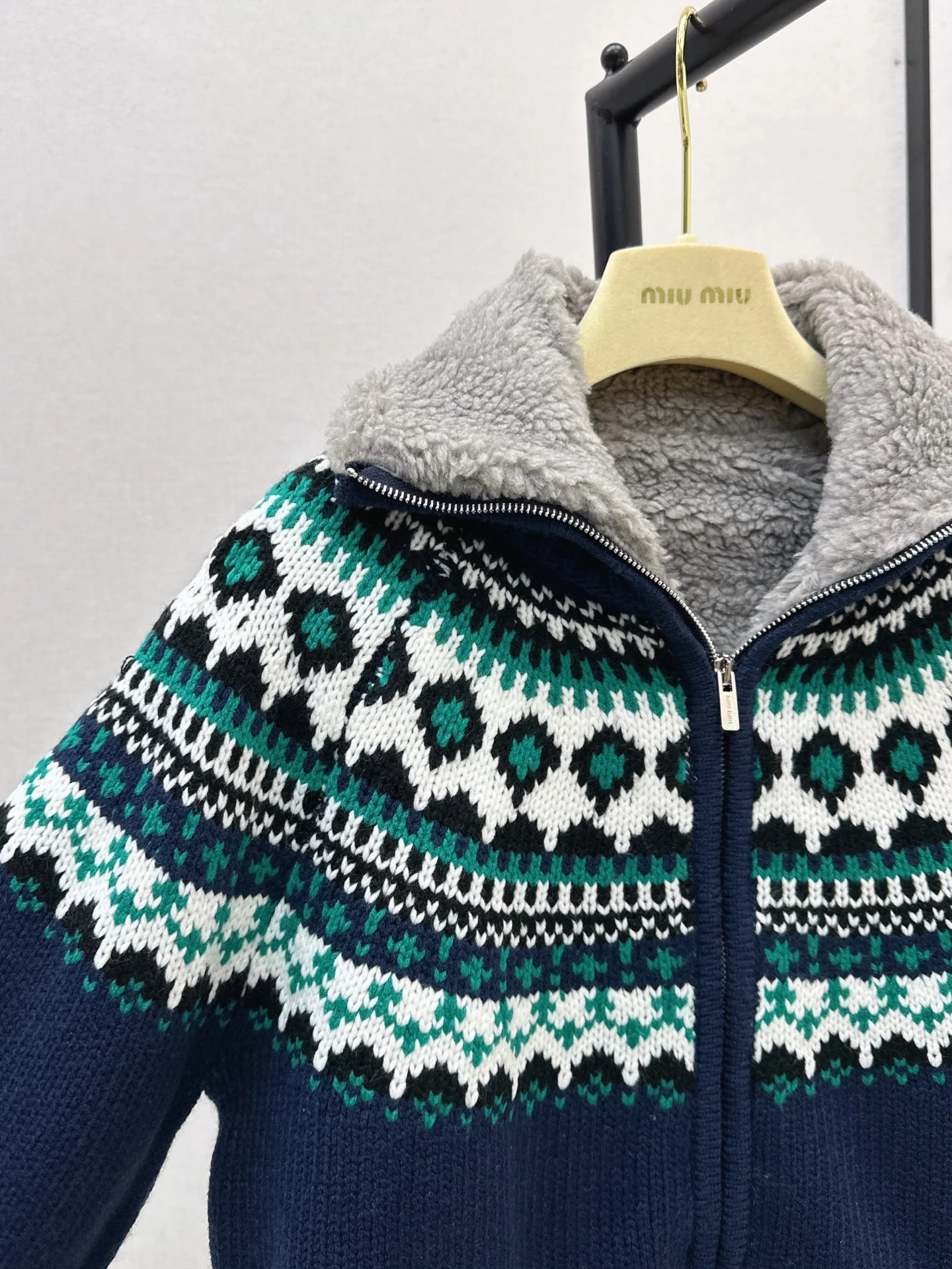 Miu 25fw fair isle cardigan