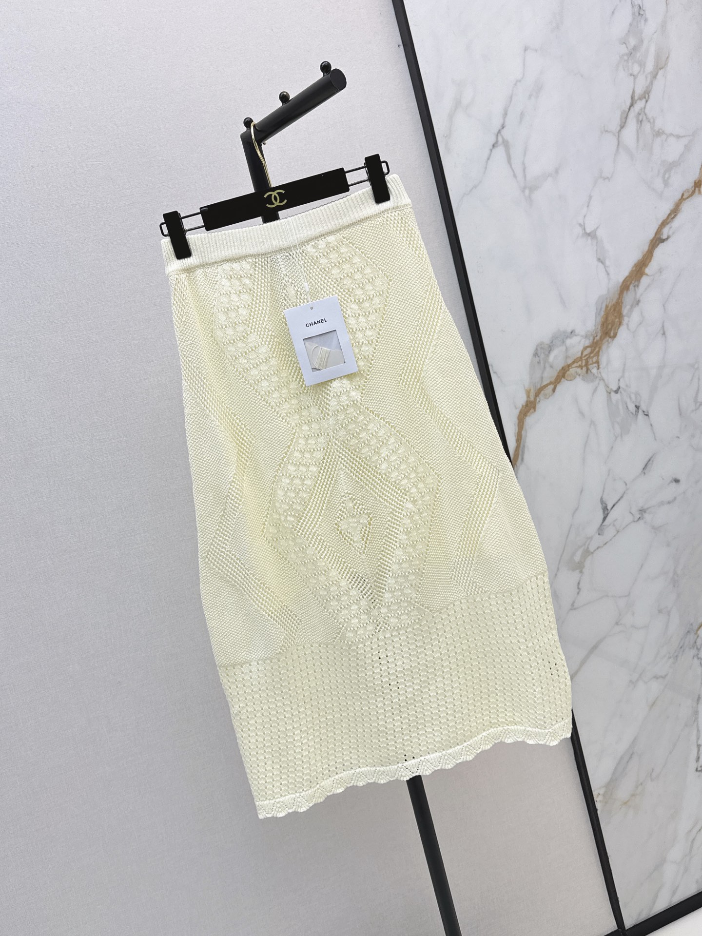 Chan 26ss hollow knit skirt