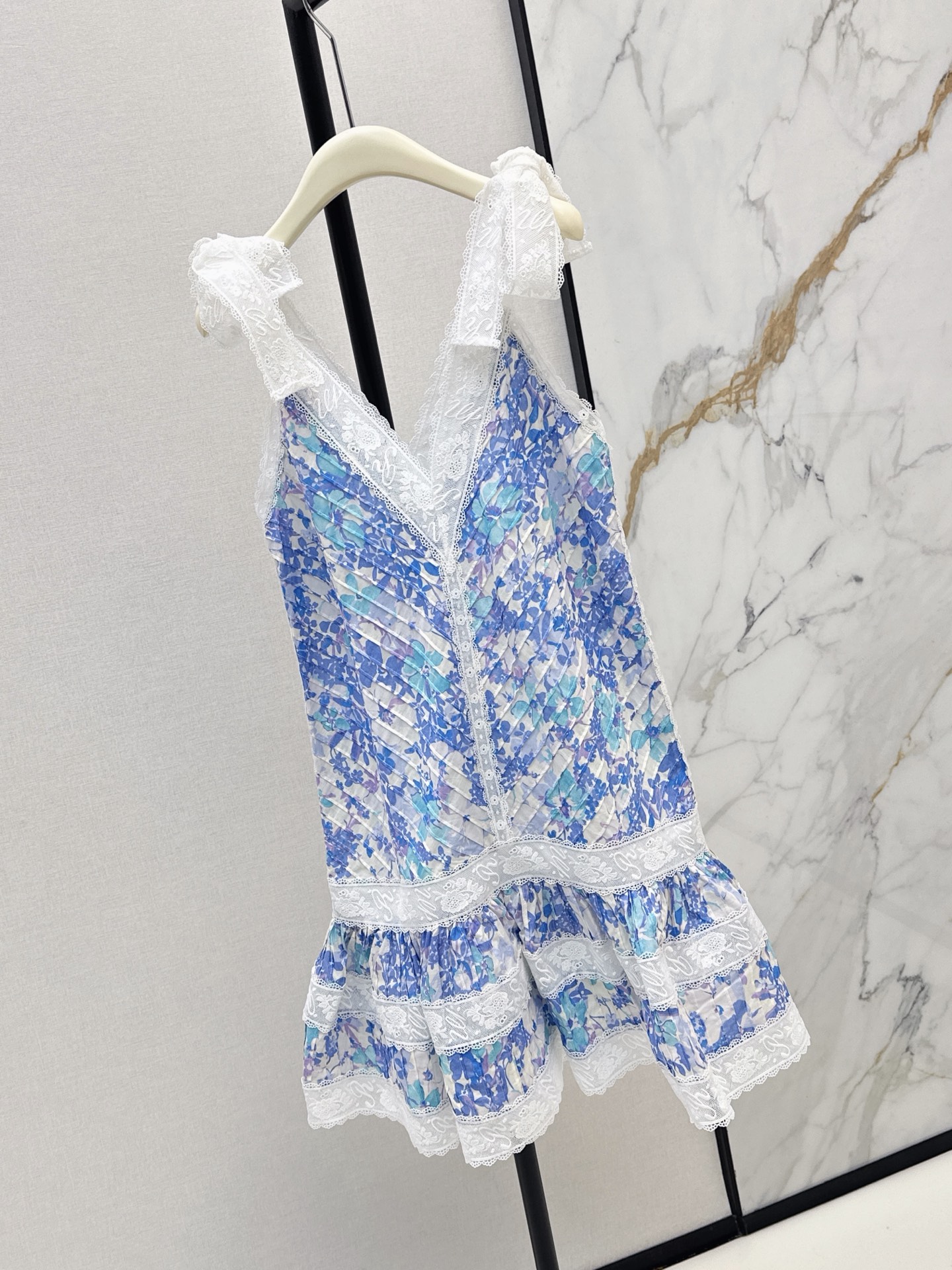 Zimm 26ss lace slip print dress