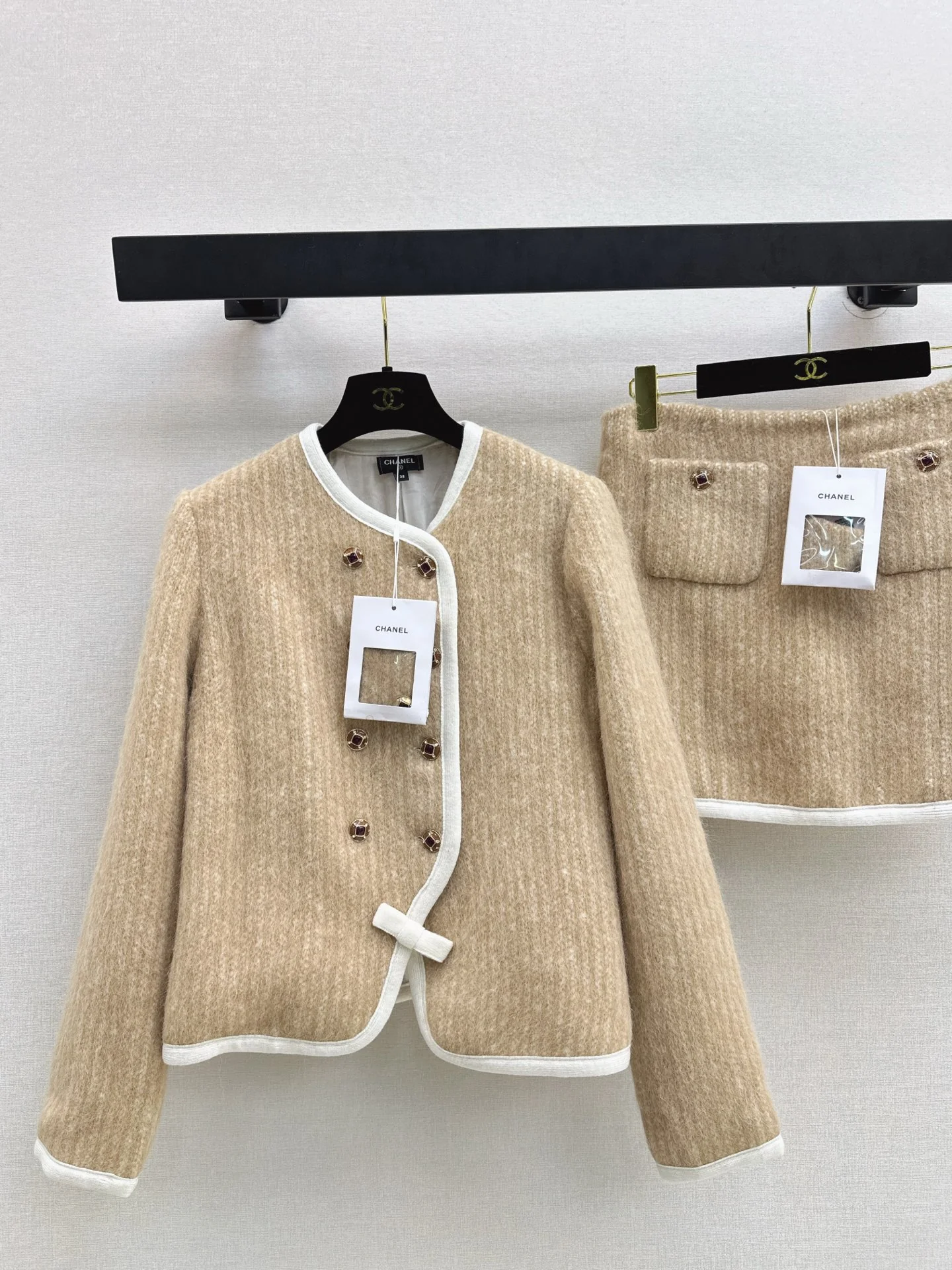 Chan 26ss woolen jacket skirts outfit sets