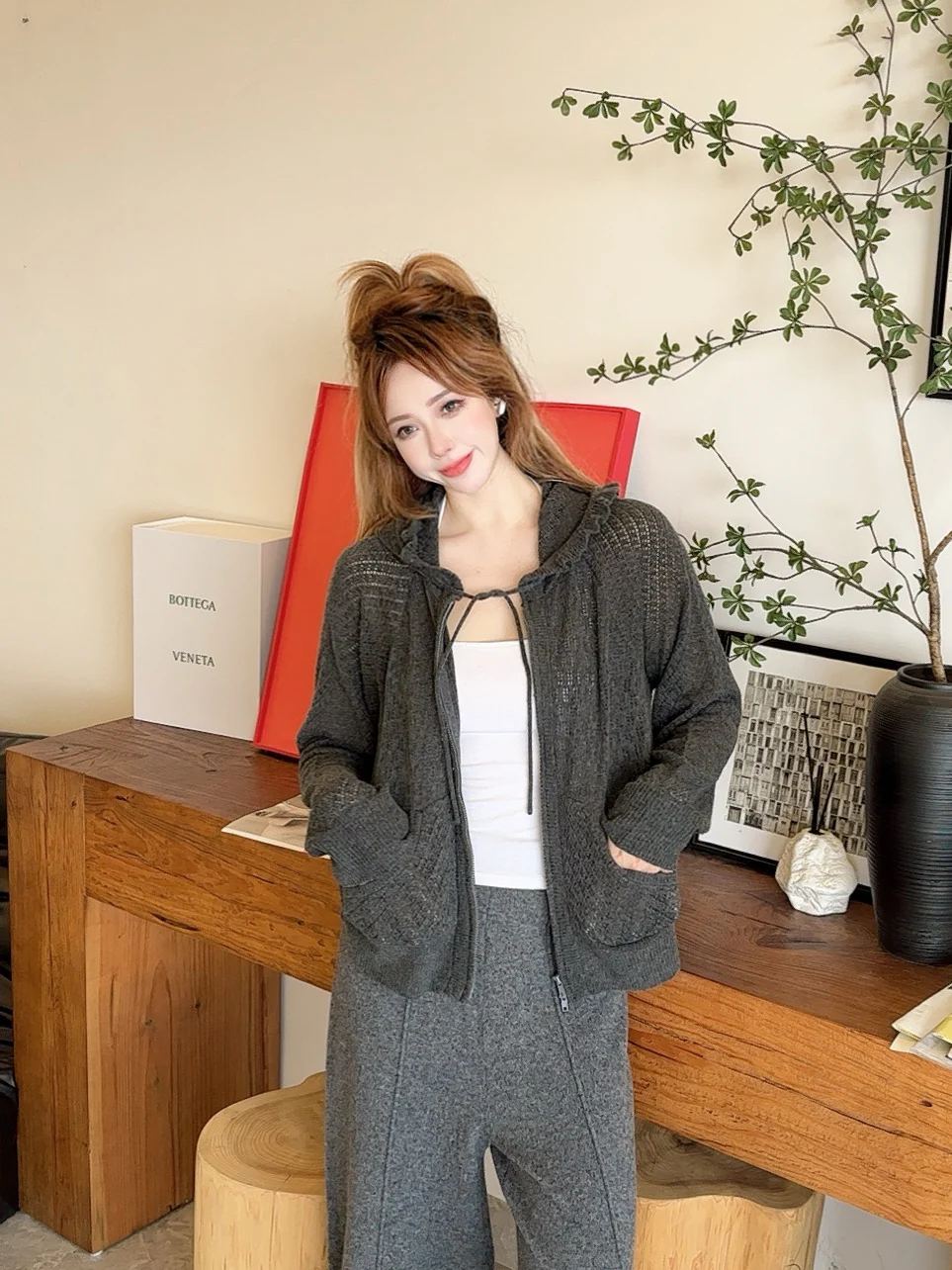 CD 25fw hooded knit cardigan