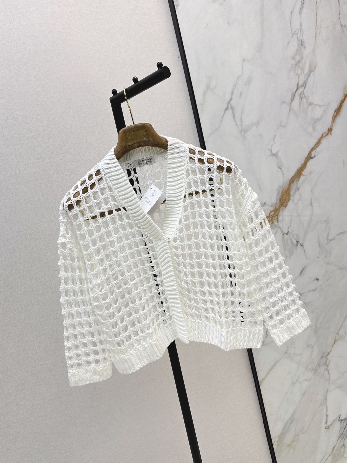 Brun 26ss hollow knit cardigan