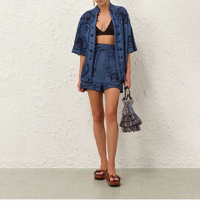 Zimm 26ss embroidery denim shirt
