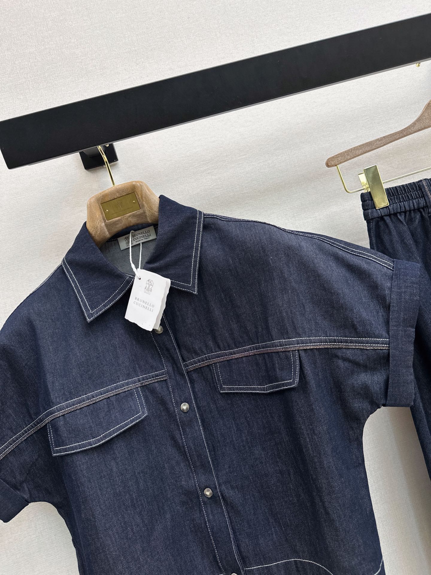 Brun 26ss denim shirt skirt set